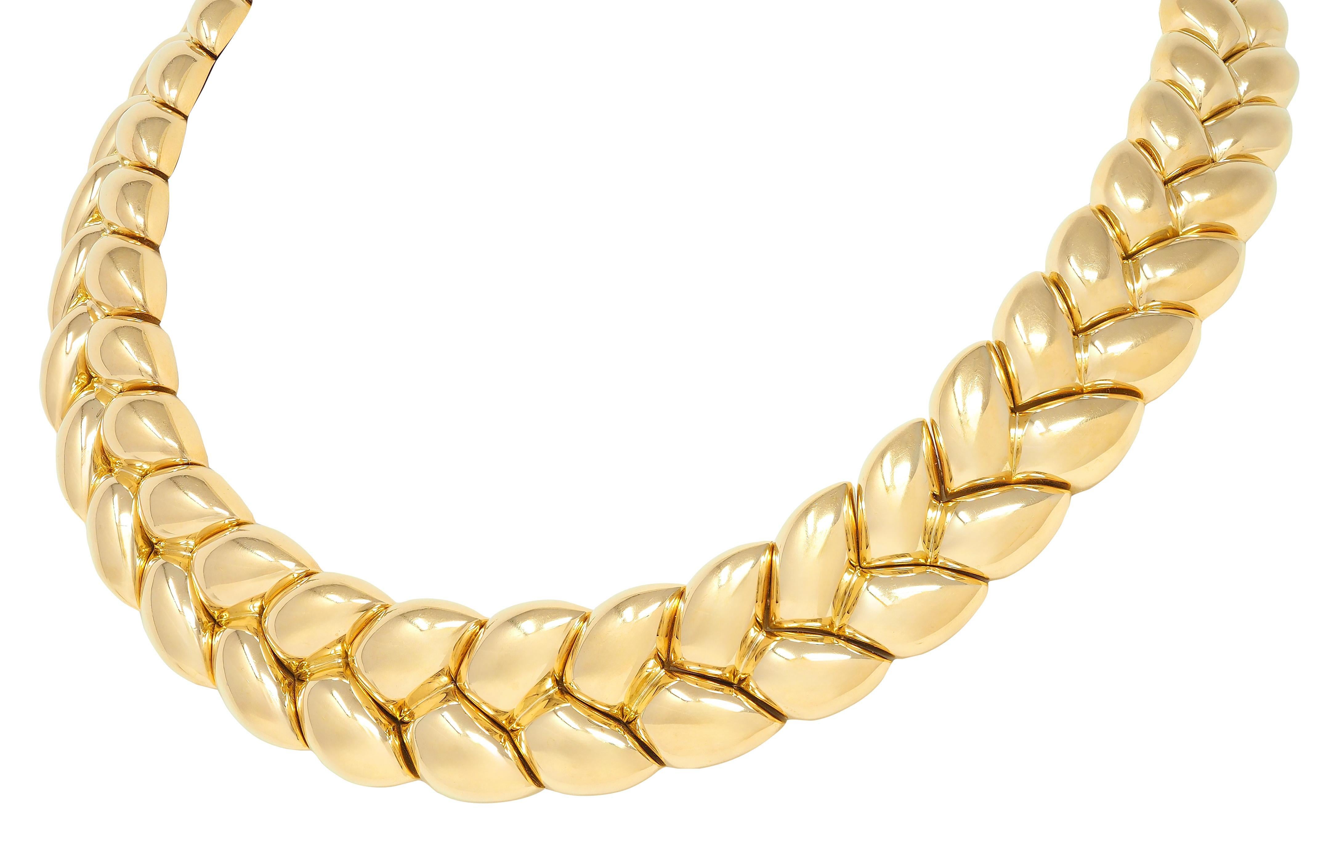 Van Cleef & Arpels Französisch 1994 18K Gold Vintage Puffy Weizen Halsband Halskette im Angebot 1