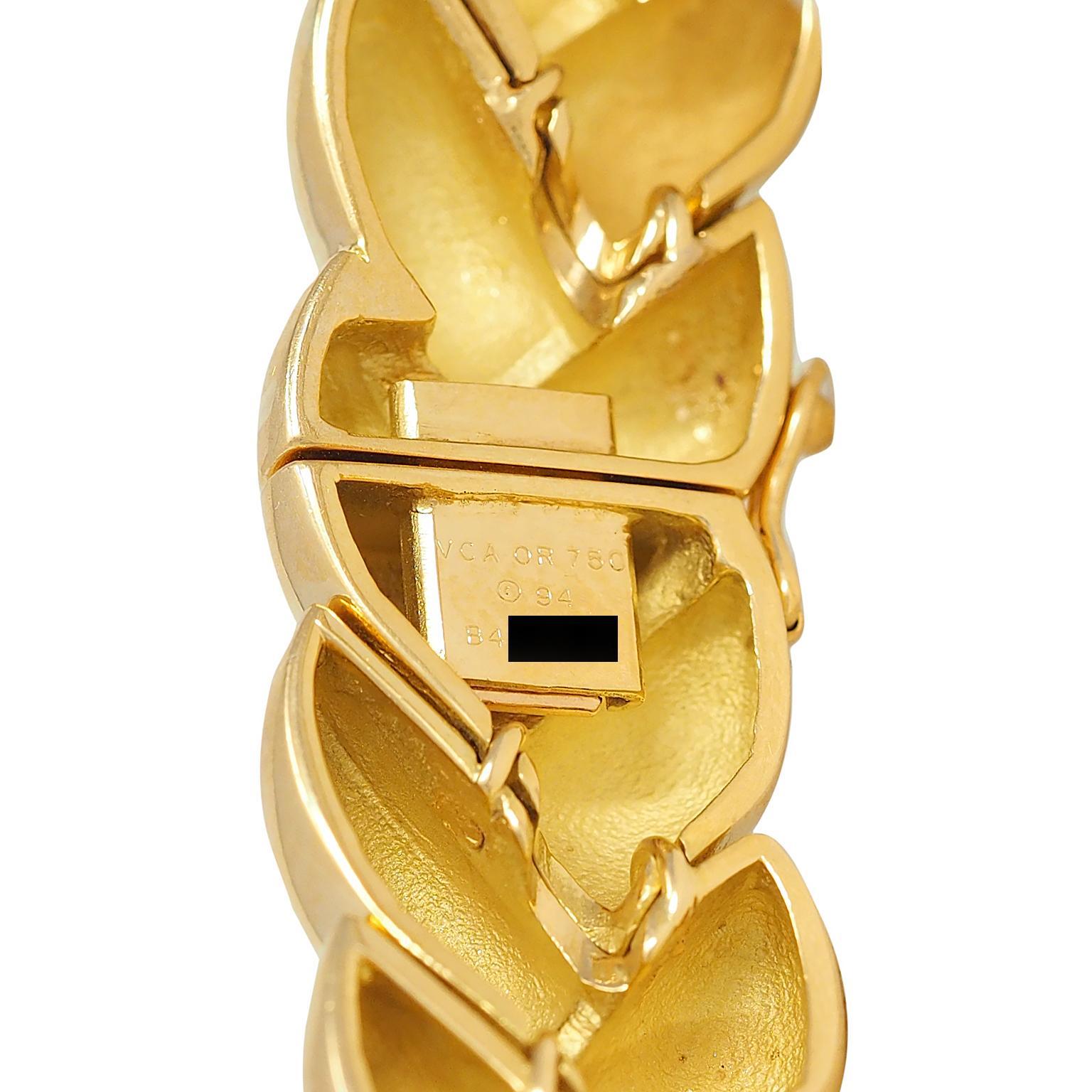 Van Cleef & Arpels Französisch 1994 18K Gold Vintage Puffy Weizen Halsband Halskette im Angebot 4