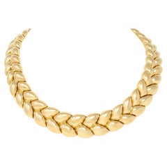 Van Cleef & Arpels French 1994 Gold 18K Vintage Puffy Wheat Collar Necklace