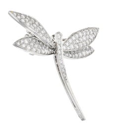 Van Cleef & Arpels French 2.00 CTW Diamond 18 Karat White Gold Dragonfly Brooch