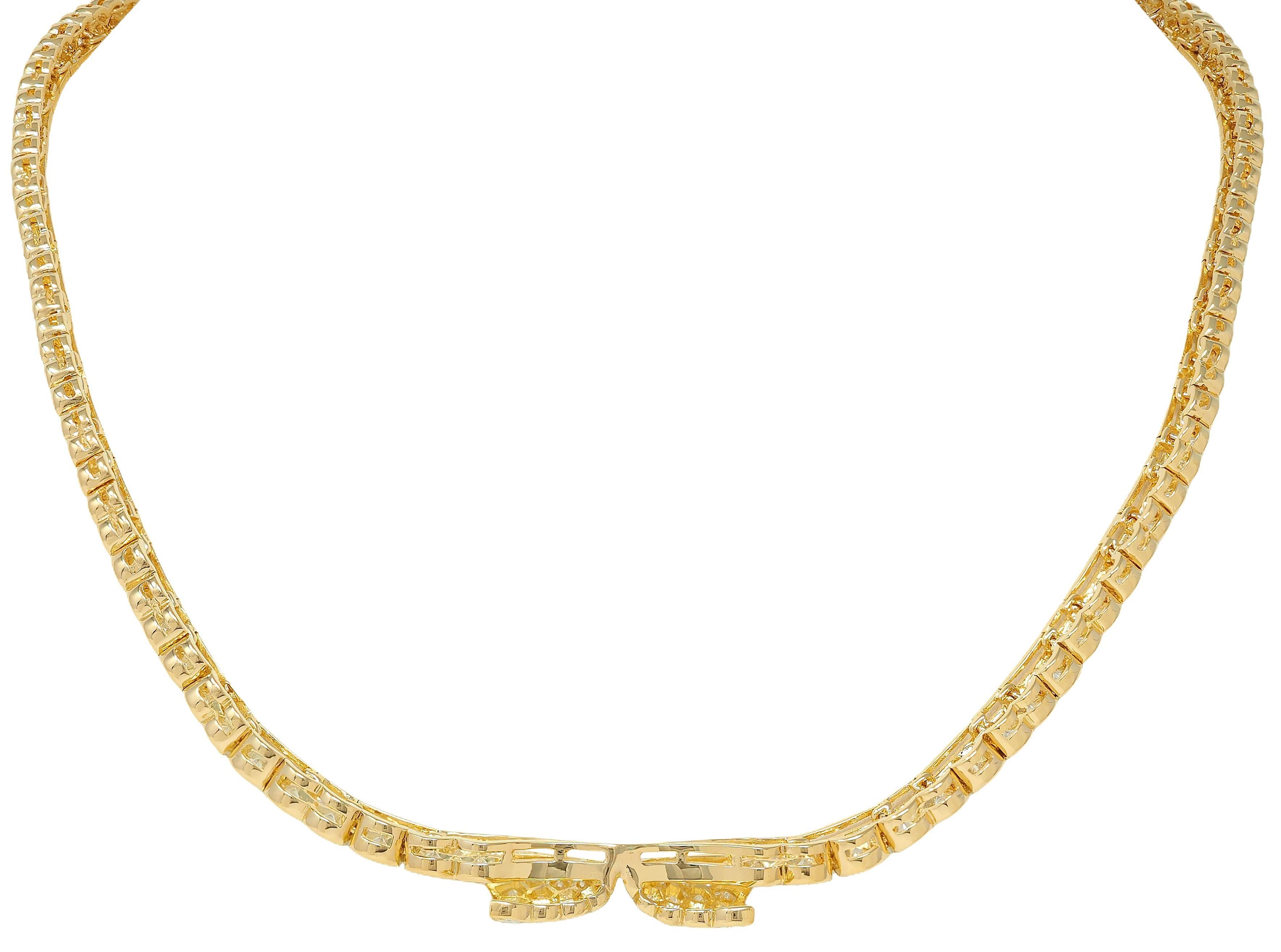 Taille brillant Van Cleef & Arpels Collier à nœud en or jaune 18 carats et diamants de 20,62 CTW en vente