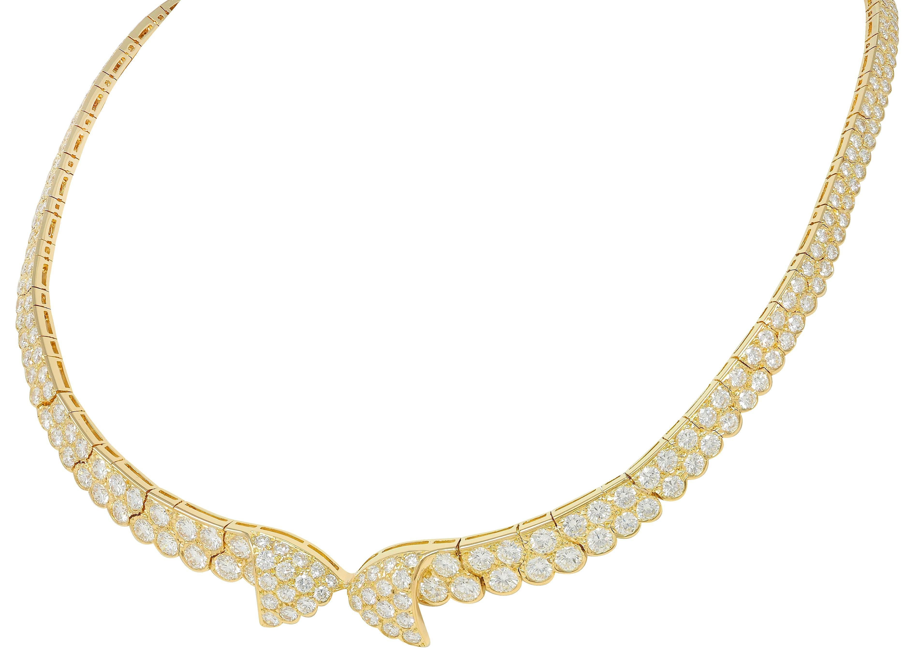 Van Cleef & Arpels Collier à nœud en or jaune 18 carats et diamants de 20,62 CTW en vente 2