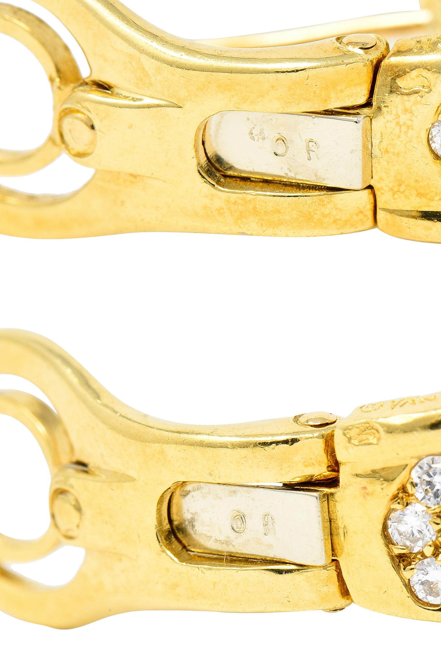 Van Cleef & Arpels French 5.26 Carats Diamond 18 Karat Gold J-Hoop Earrings In Excellent Condition In Philadelphia, PA
