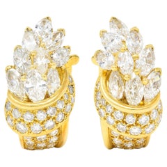 Van Cleef & Arpels French 5.26 Carats Diamond 18 Karat Gold J-Hoop Earrings