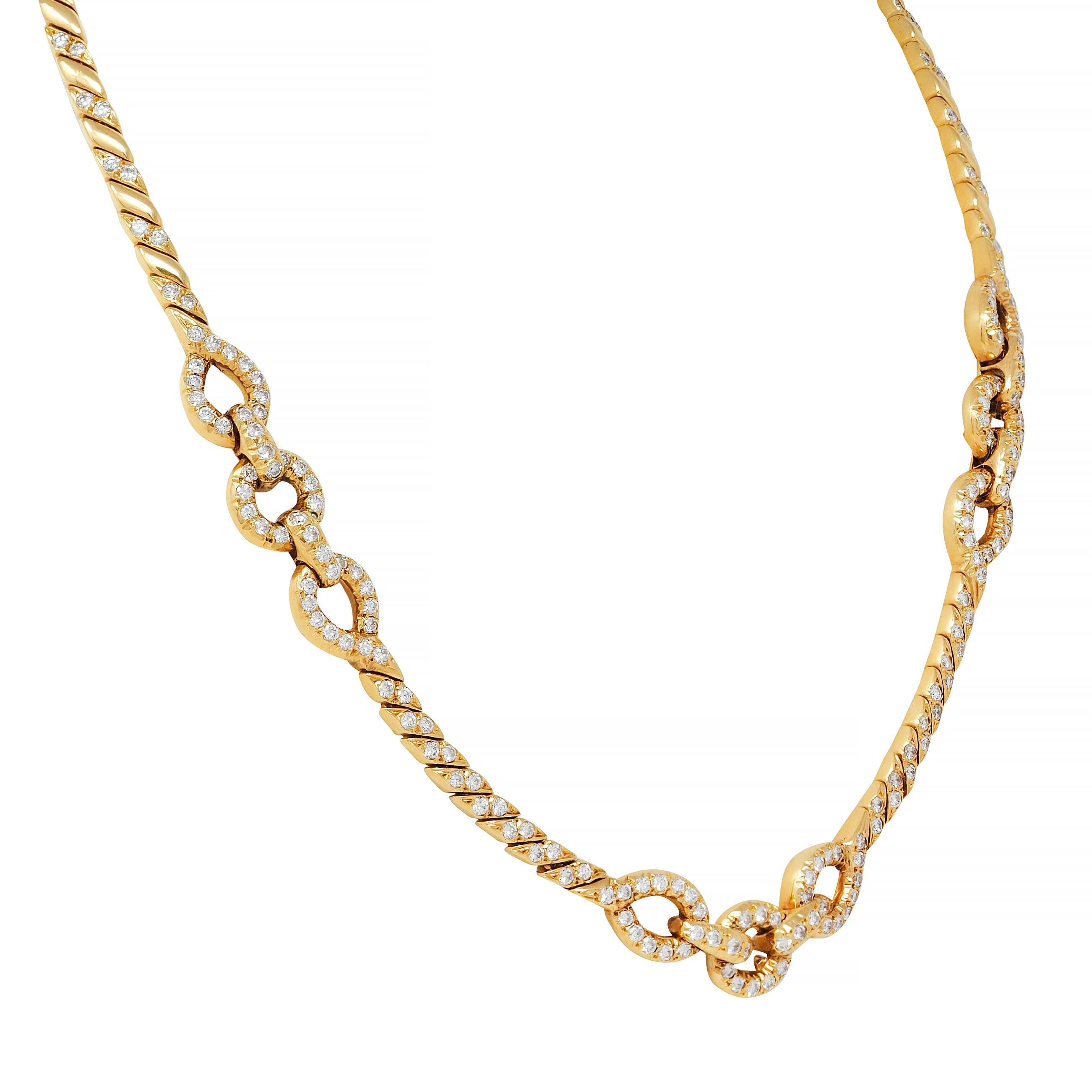 Van Cleef & Arpels Französische Diamant-Halskette aus 18 Karat Gelbgold mit ineinandergreifendem Seil (Brillantschliff) im Angebot