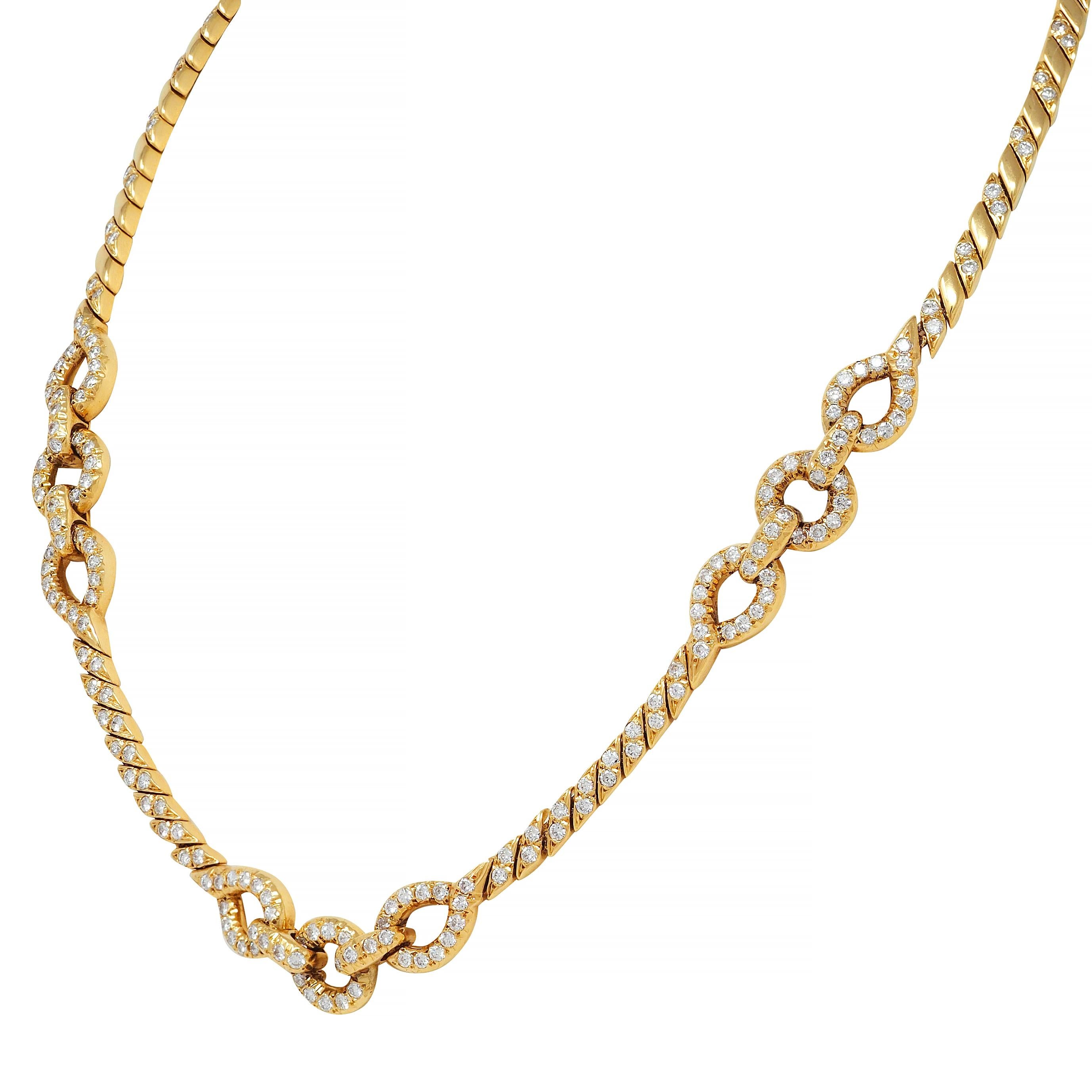 Van Cleef & Arpels Französische Diamant-Halskette aus 18 Karat Gelbgold mit ineinandergreifendem Seil für Damen oder Herren im Angebot