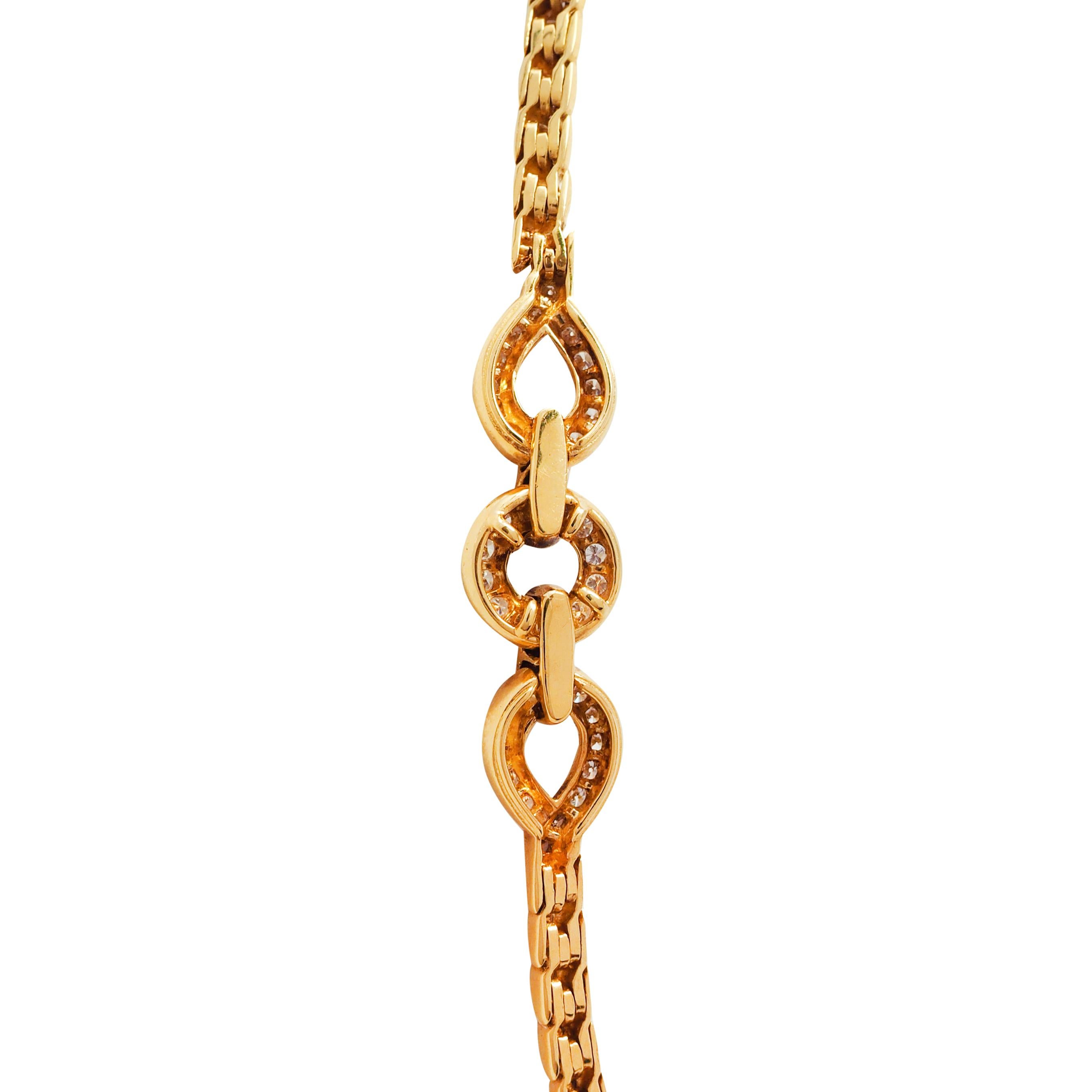 Women's or Men's Van Cleef & Arpels French Diamond 18 Karat Yellow Gold Interlock Rope Necklace For Sale