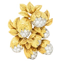 Van Cleef & Arpels French 6.65 Carats Diamond Platinum 18 Karat Gold Brooch