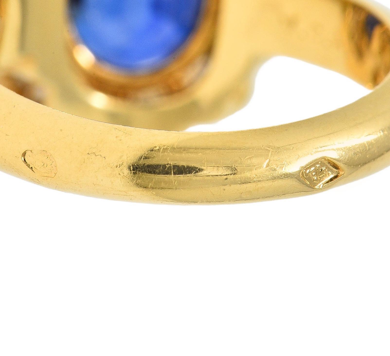 Van Cleef & Arpels French 7.05 CTW No Heat Burma Sapphire Diamond 18K Gold Ring For Sale 5