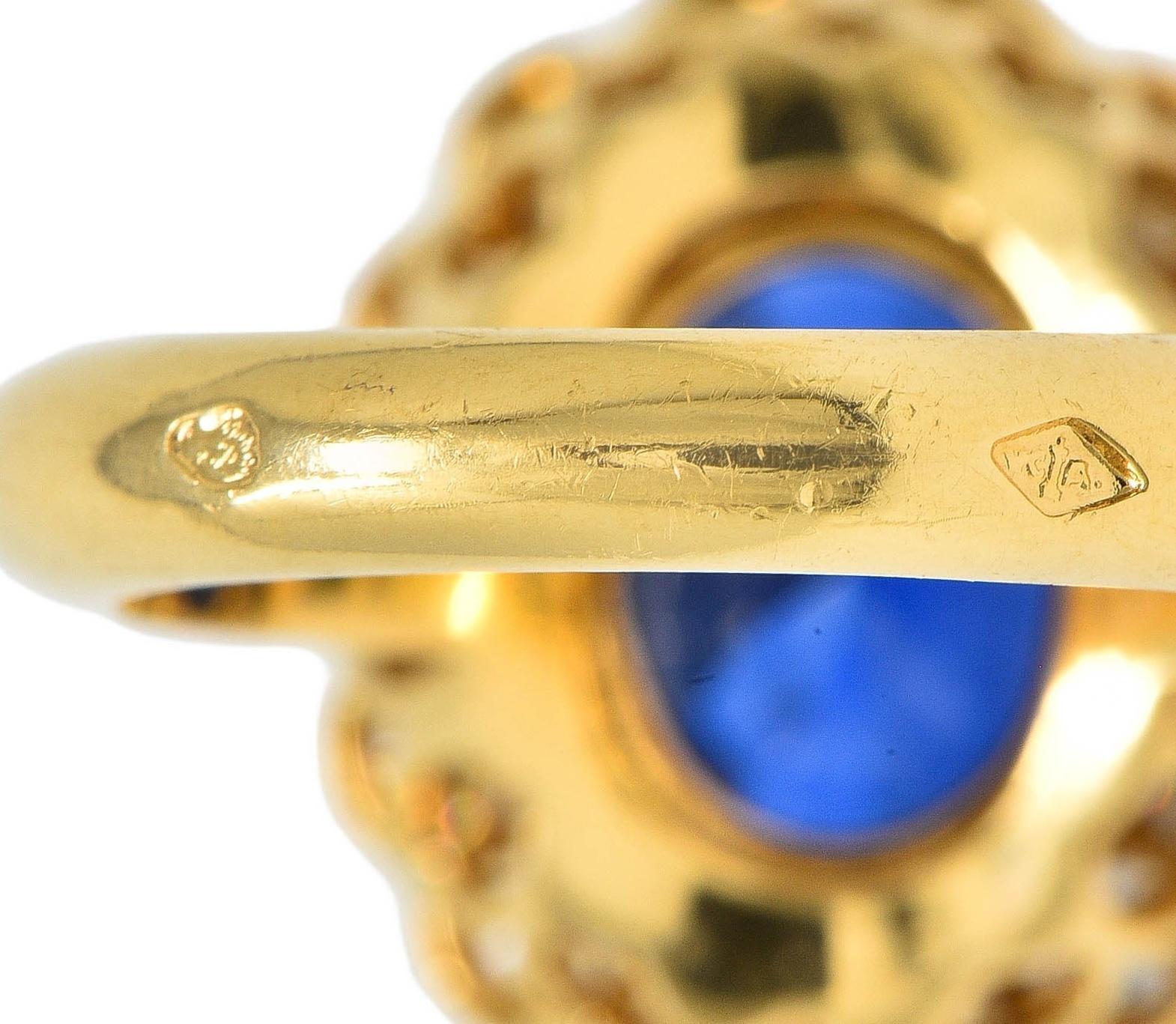 Van Cleef & Arpels French 7.05 CTW No Heat Burma Sapphire Diamond 18K Gold Ring For Sale 6