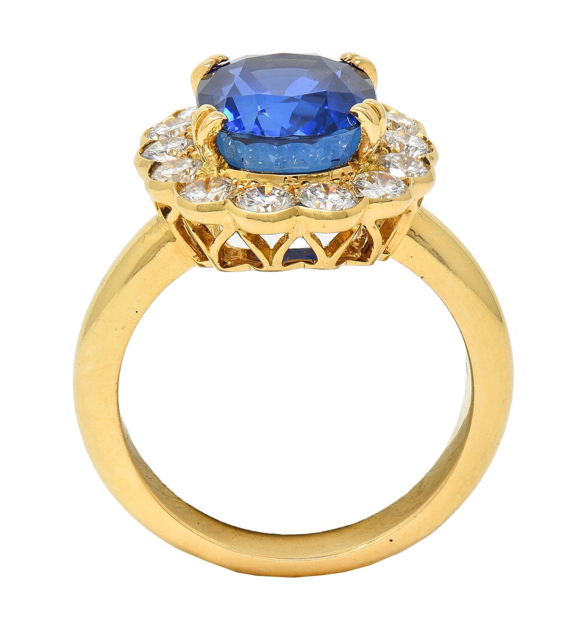 Van Cleef & Arpels French 7.05 CTW No Heat Burma Sapphire Diamond 18K Gold Ring For Sale 7