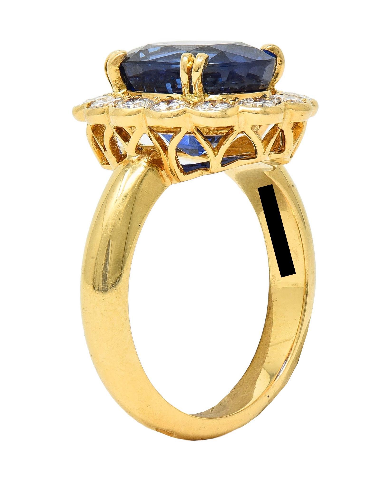 Van Cleef & Arpels French 7.05 CTW No Heat Burma Sapphire Diamond 18K Gold Ring For Sale 8
