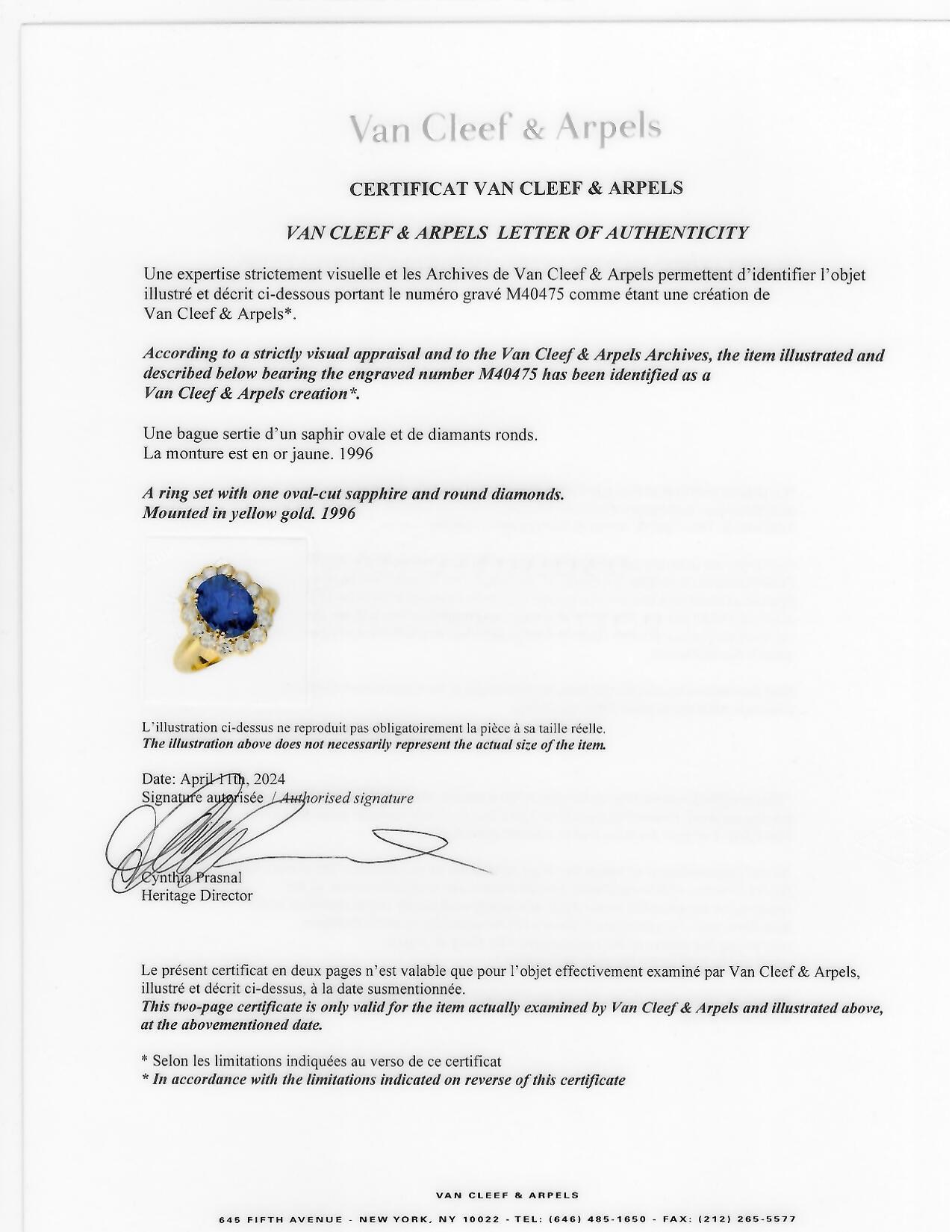 Van Cleef & Arpels French 7.05 CTW No Heat Burma Sapphire Diamond 18K Gold Ring For Sale 13