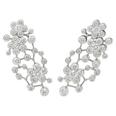 Van Cleef & Arpels French 7.42 CTW Diamond 18 Karat Gold Fleurette Earrings