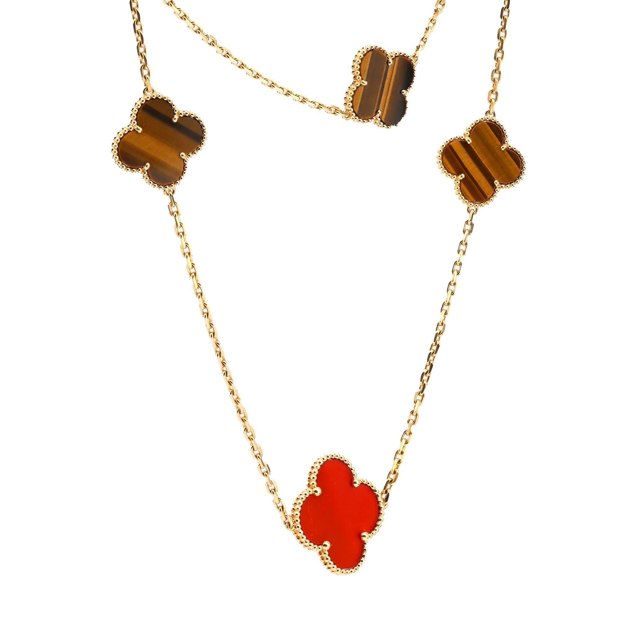 Modern Van Cleef & Arpels French carnelian tiger eye 18k gold 