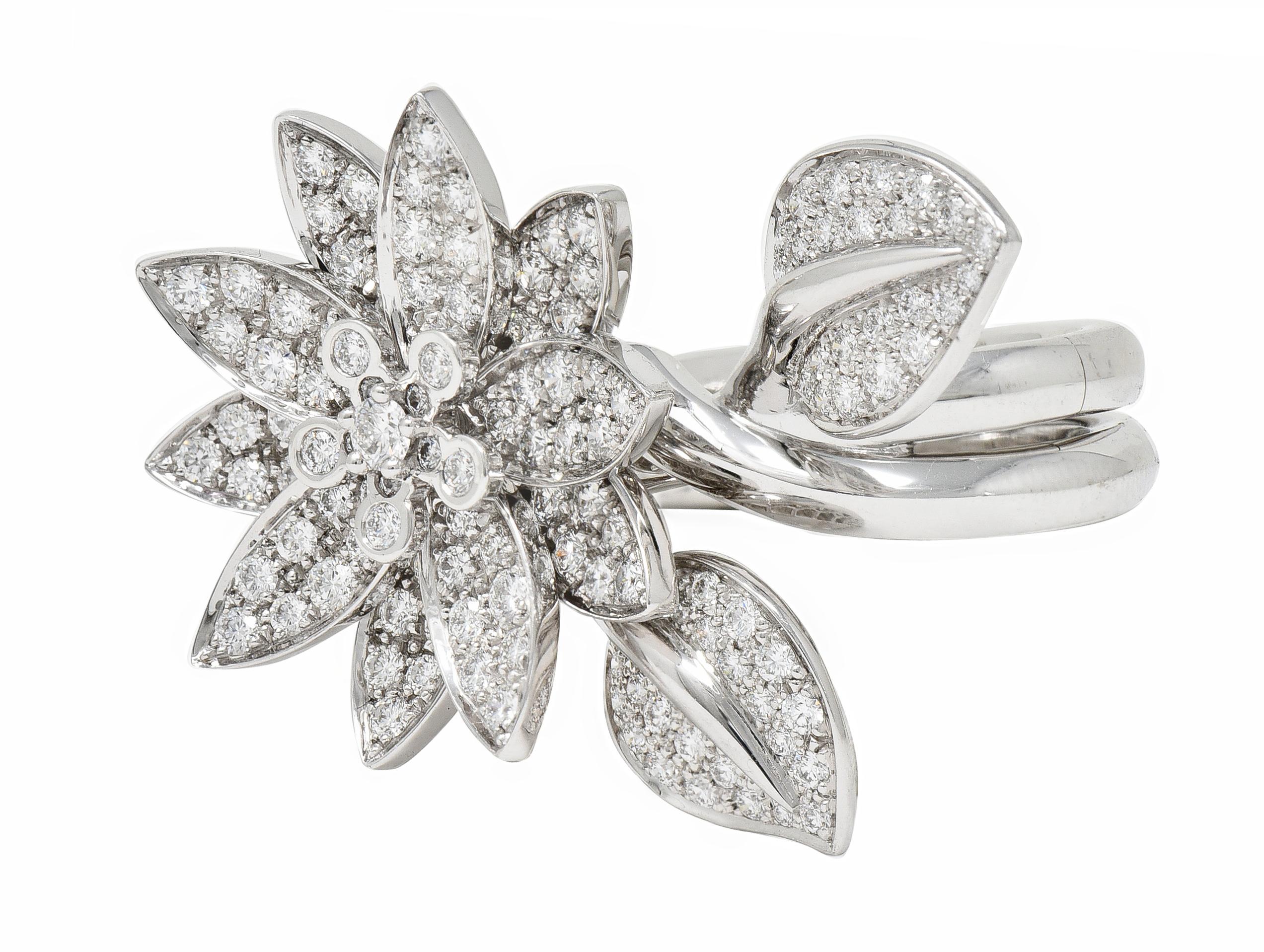 Van Cleef & Arpels Französischer Diamant 18 Karat Gold Zwischen den Fingern Lotus Ring 4