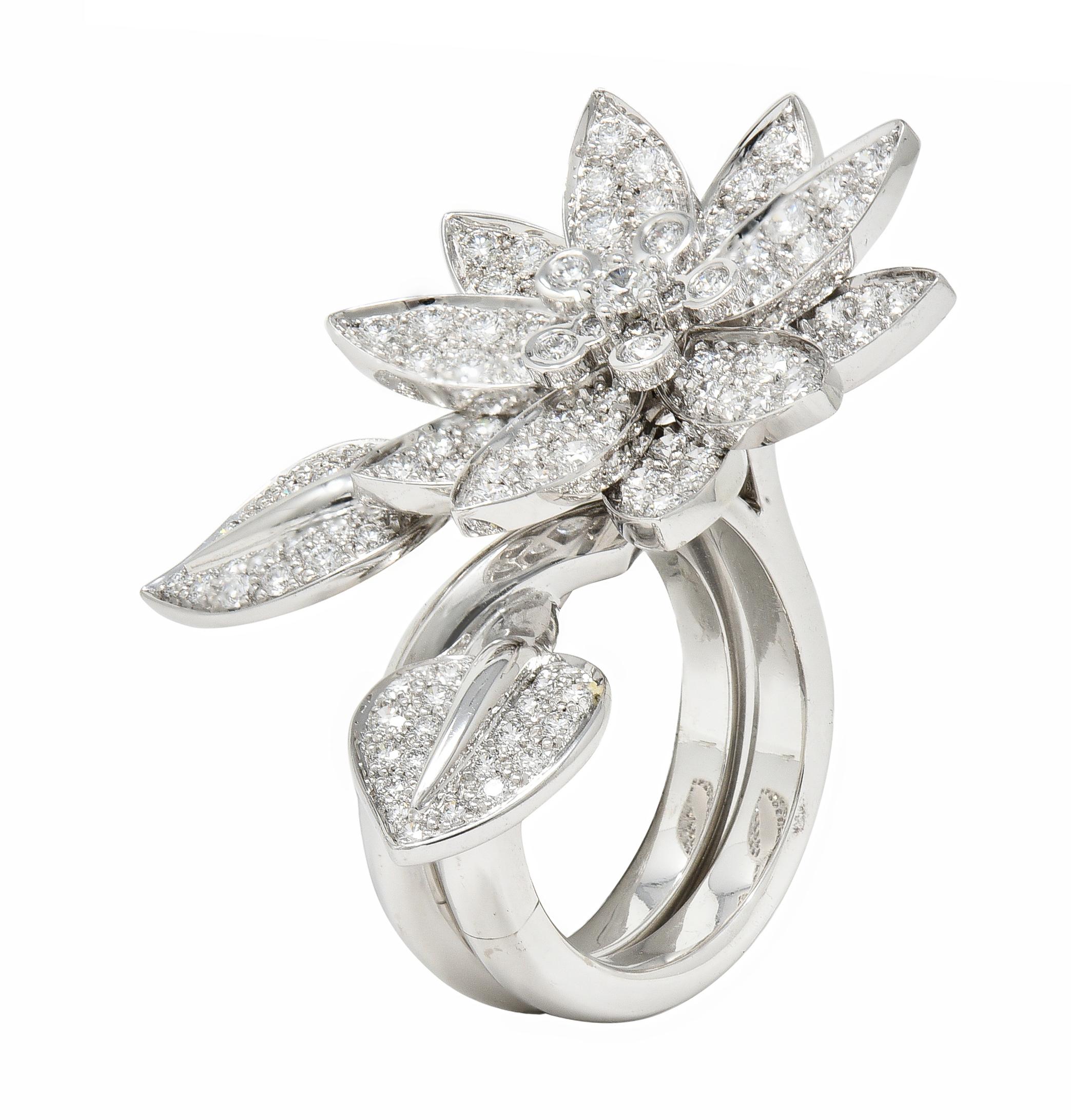 Van Cleef & Arpels Französischer Diamant 18 Karat Gold Zwischen den Fingern Lotus Ring 6