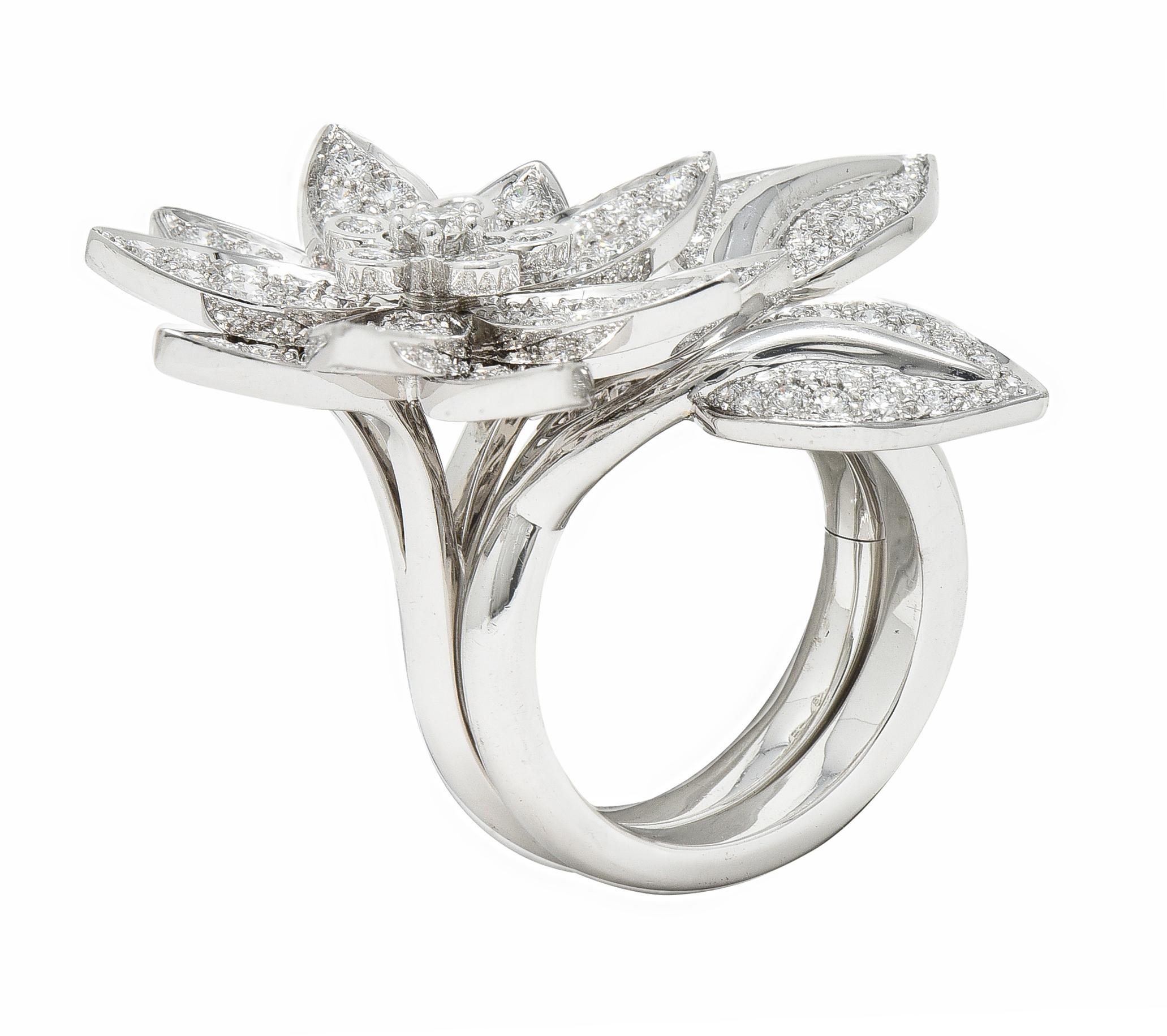 Van Cleef & Arpels Französischer Diamant 18 Karat Gold Zwischen den Fingern Lotus Ring 10