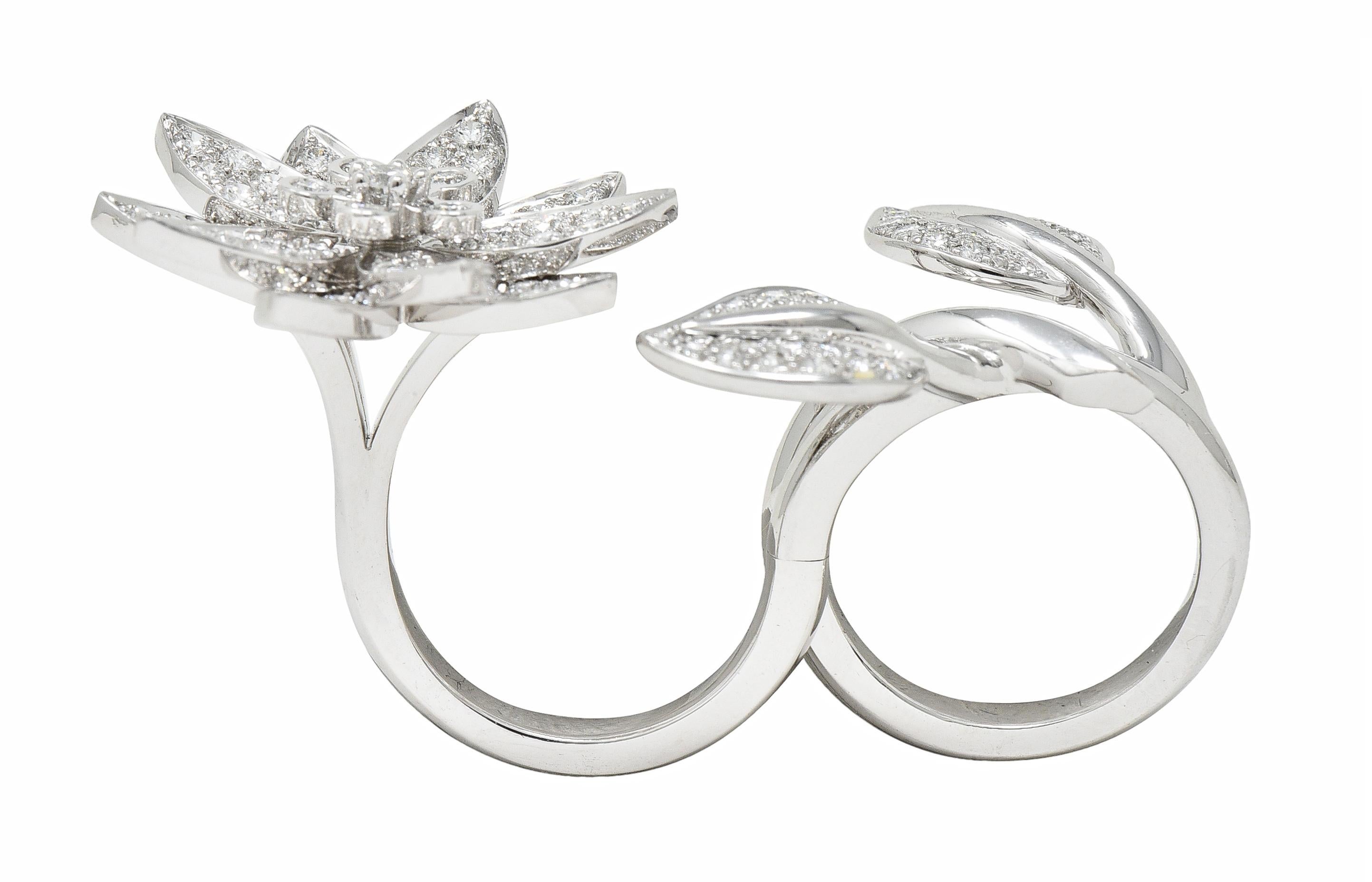 Van Cleef & Arpels Französischer Diamant 18 Karat Gold Zwischen den Fingern Lotus Ring (Rundschliff)