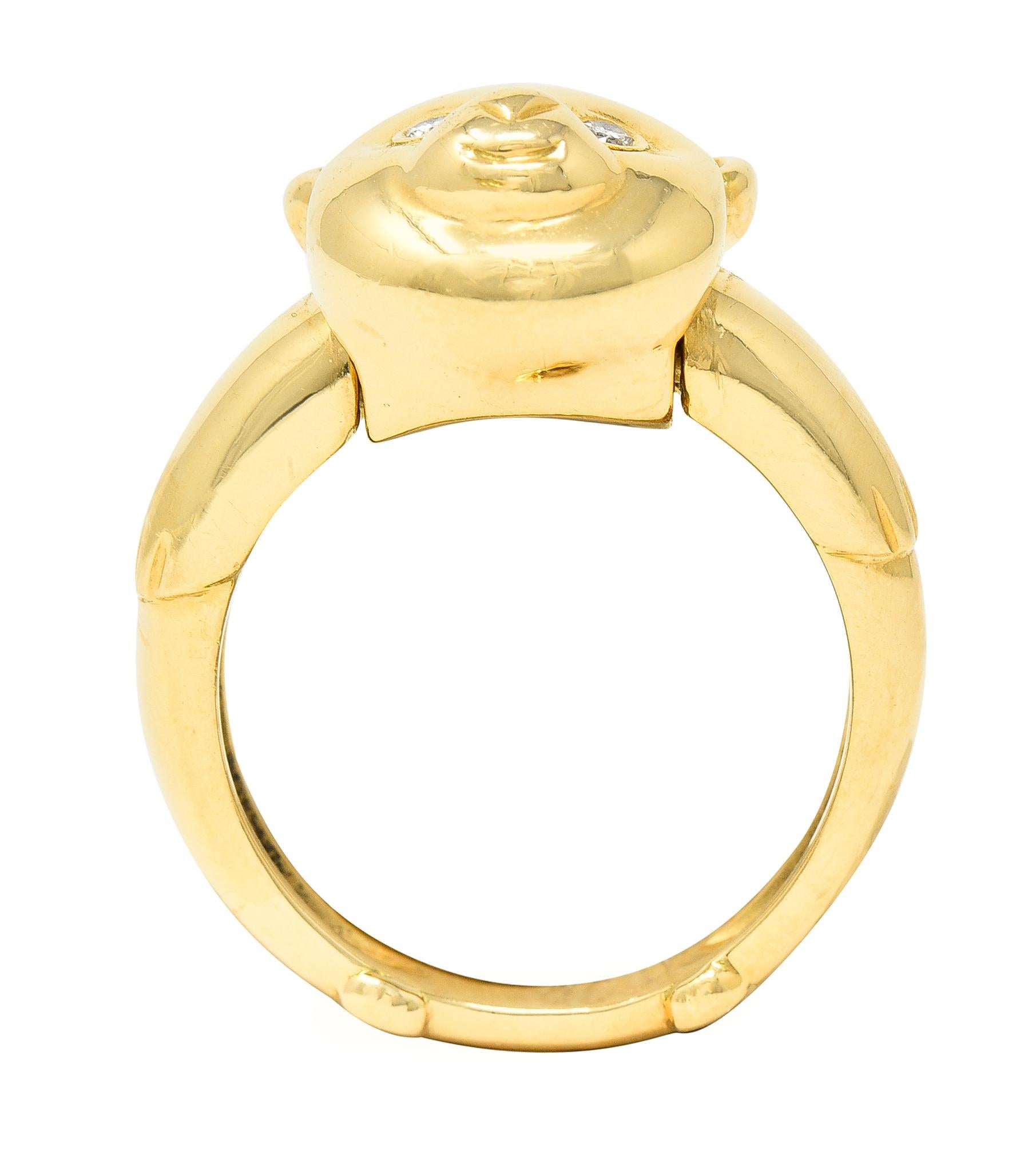 Van Cleef & Arpels French Diamond 18 Karat Gold Teddy Bear Pendant Vintage Ring 4