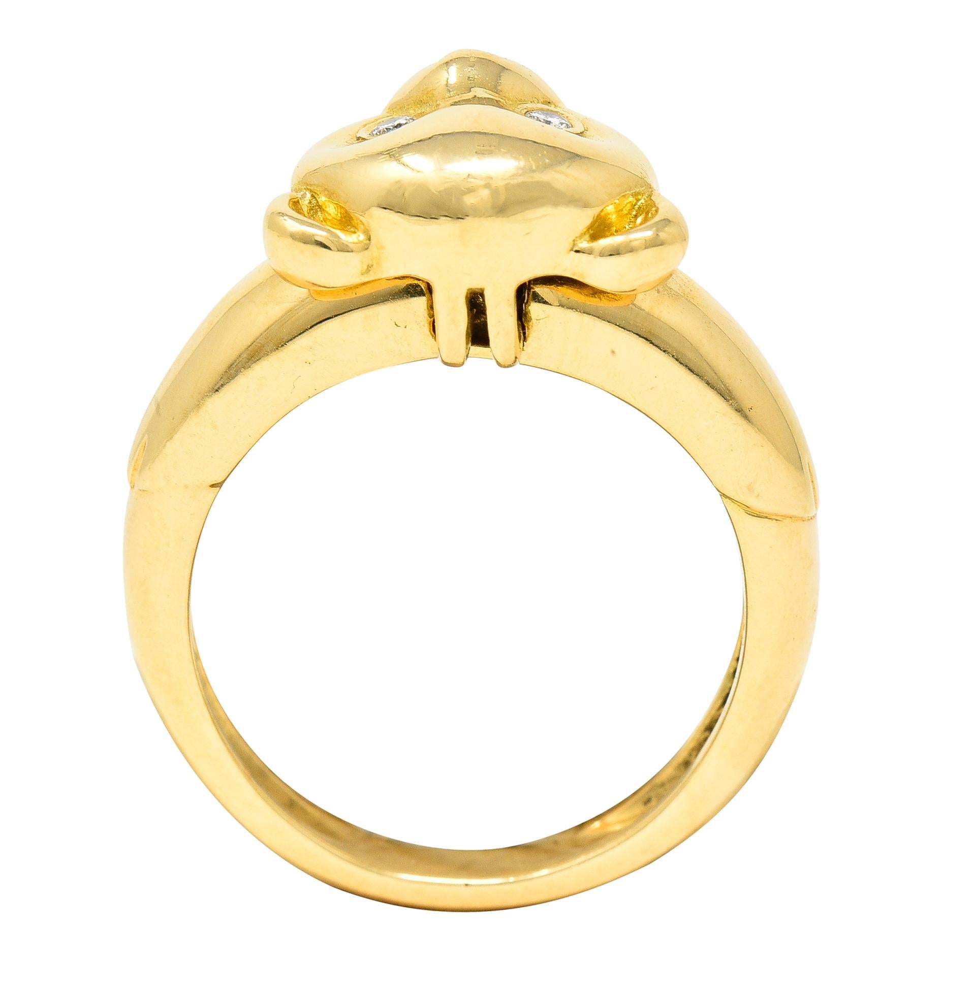 Van Cleef & Arpels French Diamond 18 Karat Gold Teddy Bear Pendant Vintage Ring 6