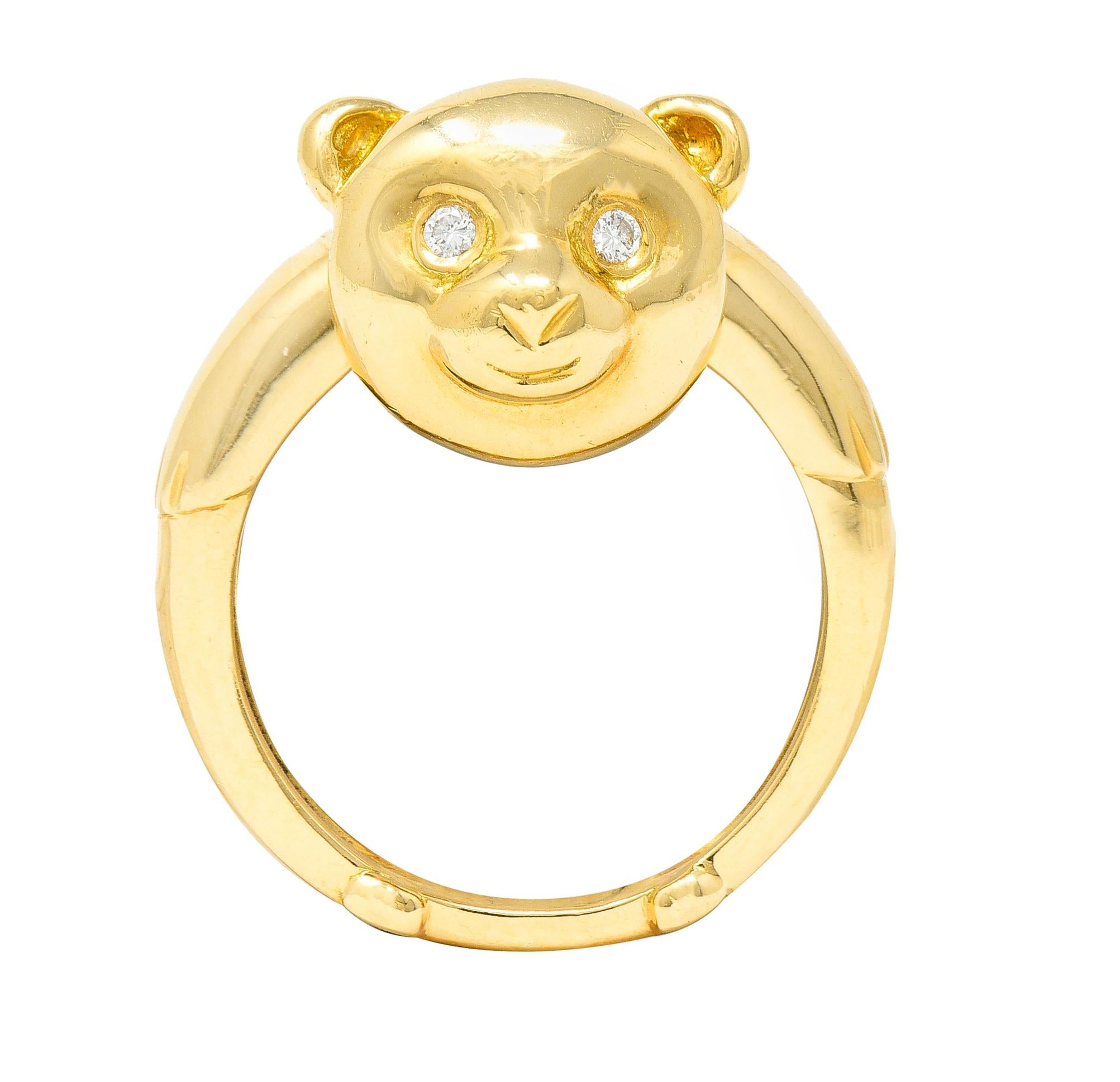 Van Cleef & Arpels French Diamond 18 Karat Gold Teddy Bear Pendant Vintage Ring 5