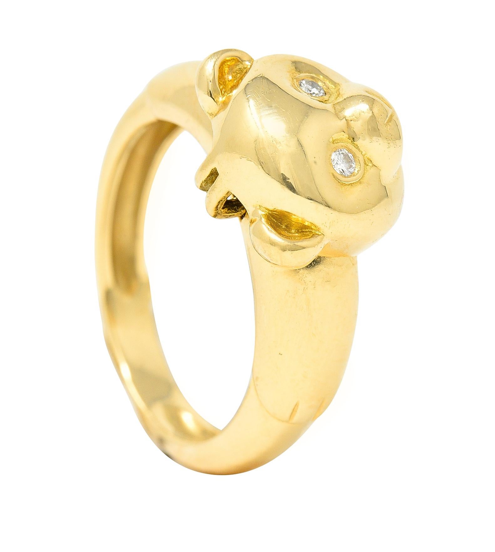 Van Cleef & Arpels French Diamond 18 Karat Gold Teddy Bear Pendant Vintage Ring 7