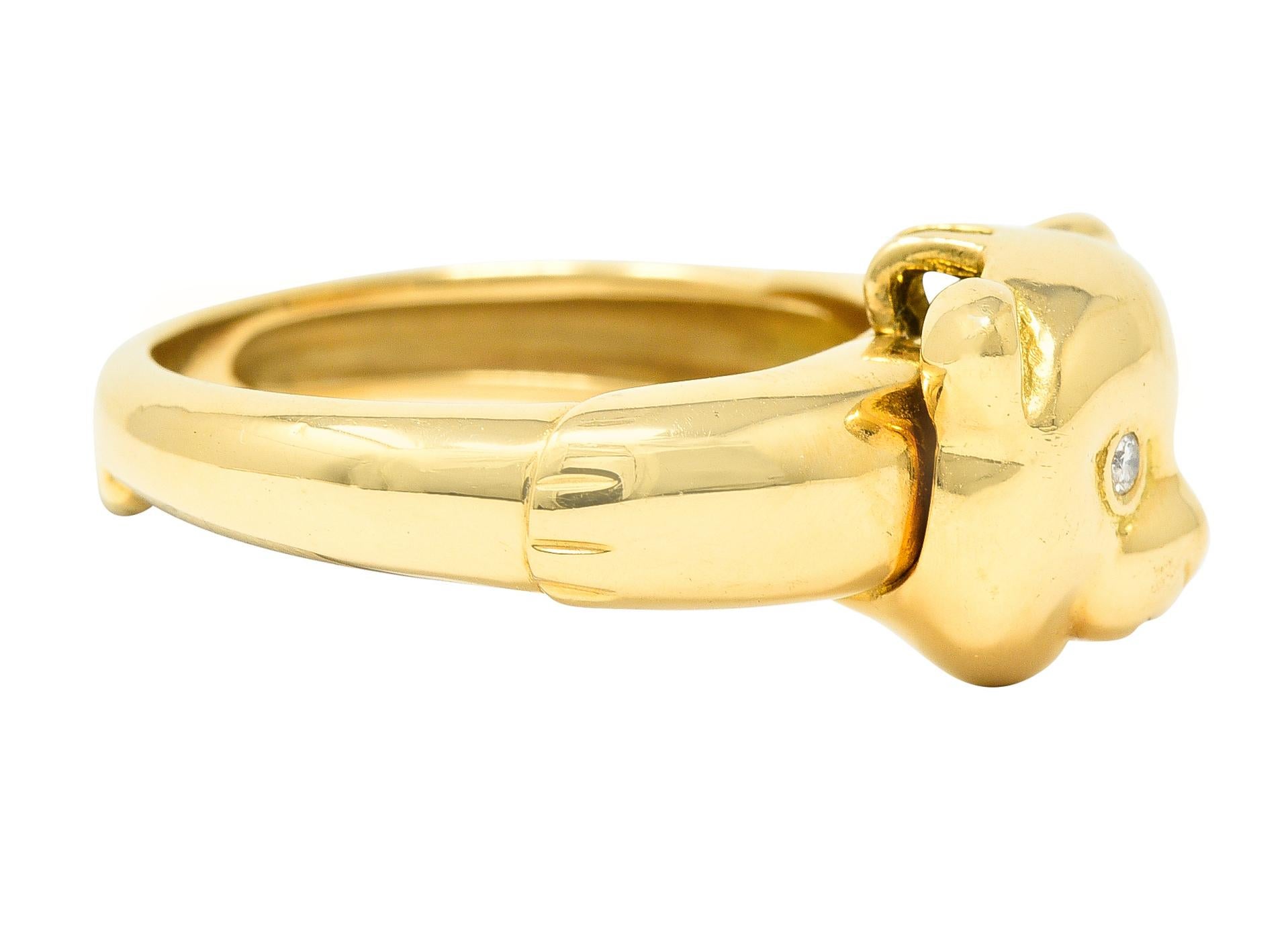 Brilliant Cut Van Cleef & Arpels French Diamond 18 Karat Gold Teddy Bear Pendant Vintage Ring