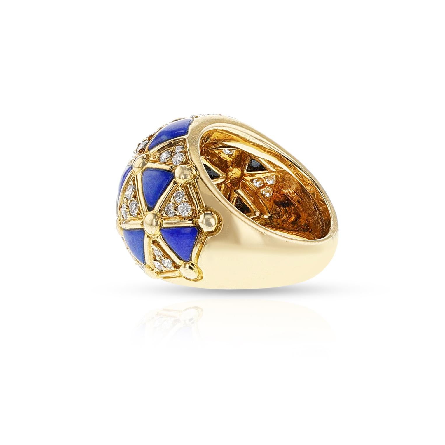 Van Cleef & Arpels French Lapis Lazuli & Diamond Necklace, Earring, Ring, Bangle 6