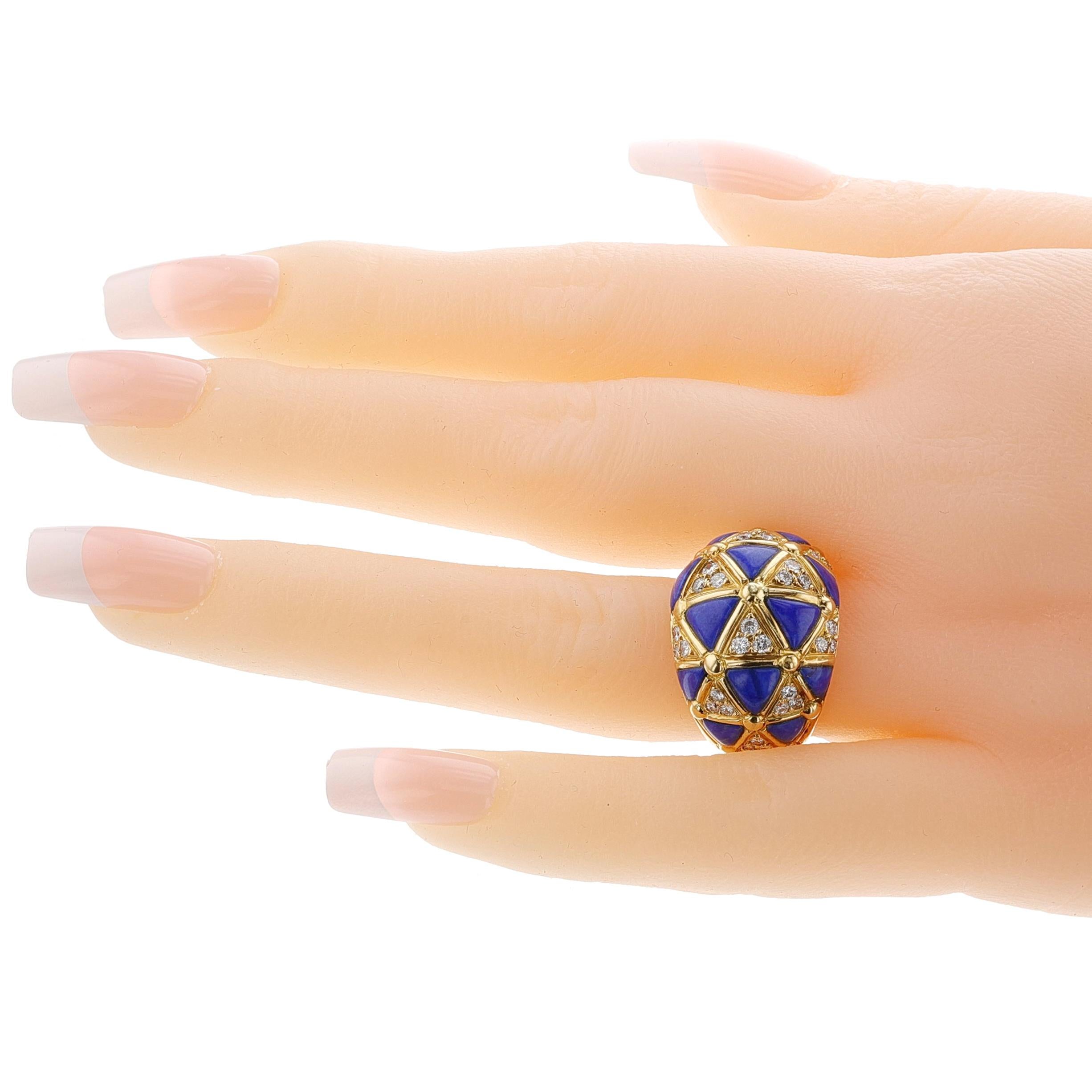 Van Cleef & Arpels French Lapis Lazuli & Diamond Necklace, Earring, Ring, Bangle 7