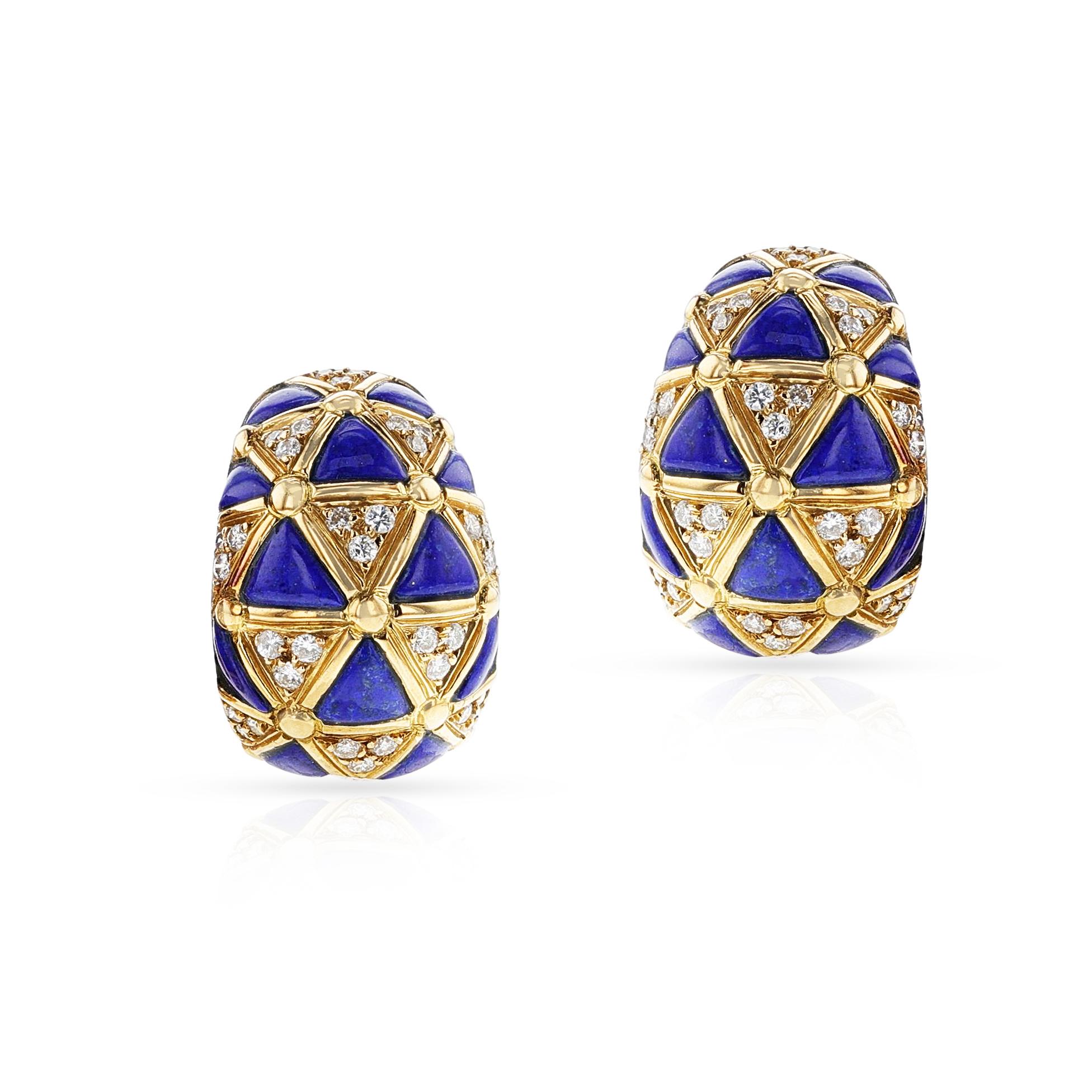 Van Cleef & Arpels French Lapis Lazuli & Diamond Necklace, Earring, Ring, Bangle 8