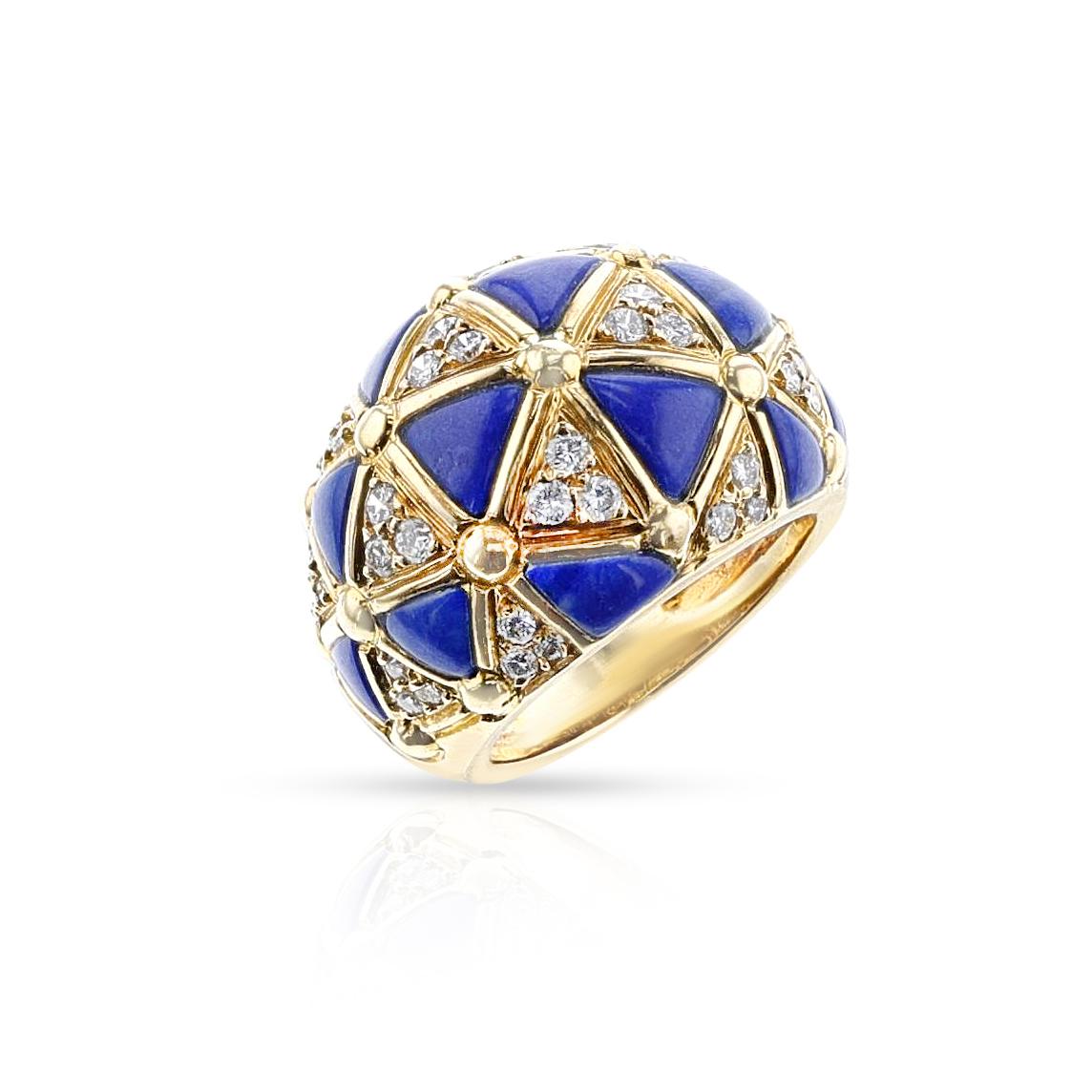 Women's or Men's Van Cleef & Arpels French Lapis Lazuli & Diamond Necklace, Earring, Ring, Bangle