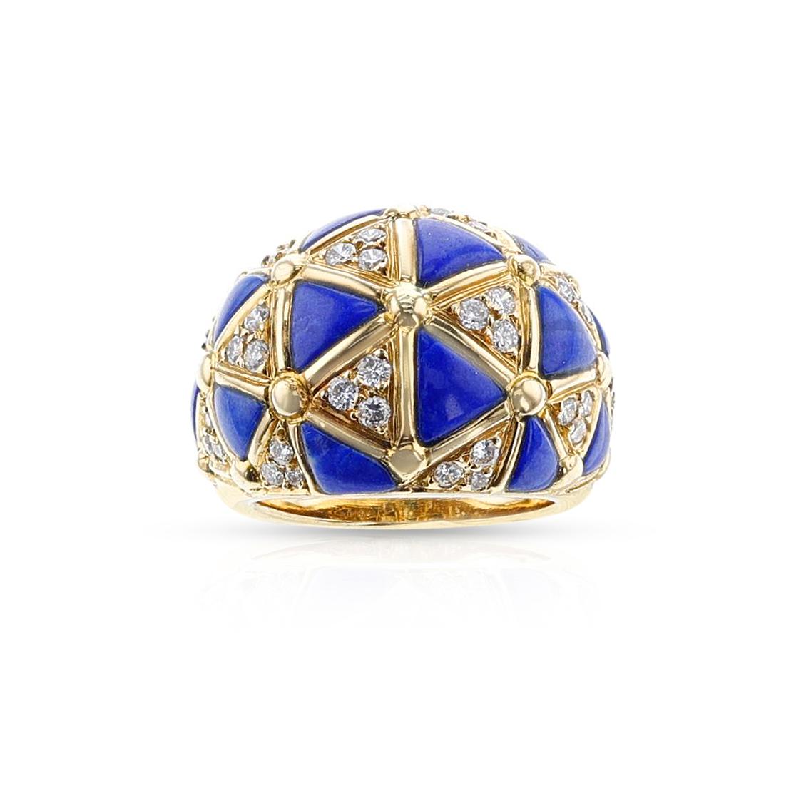 Van Cleef & Arpels French Lapis Lazuli & Diamond Necklace, Earring, Ring, Bangle 4