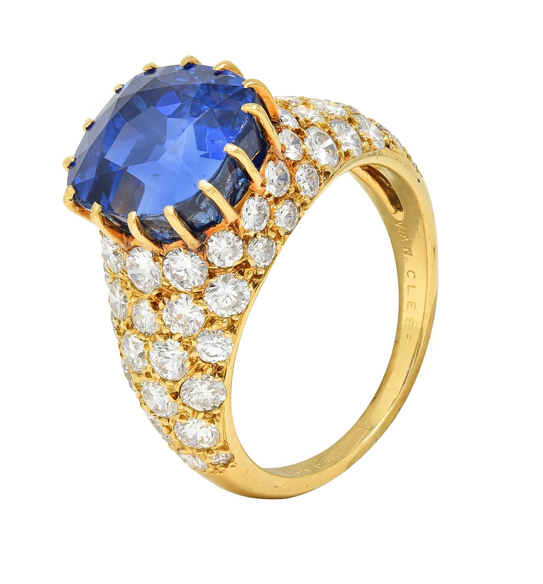 Van Cleef & Arpels French No Heat Ceylon Sapphire Diamond 18 Karat Ring AGL For Sale 6