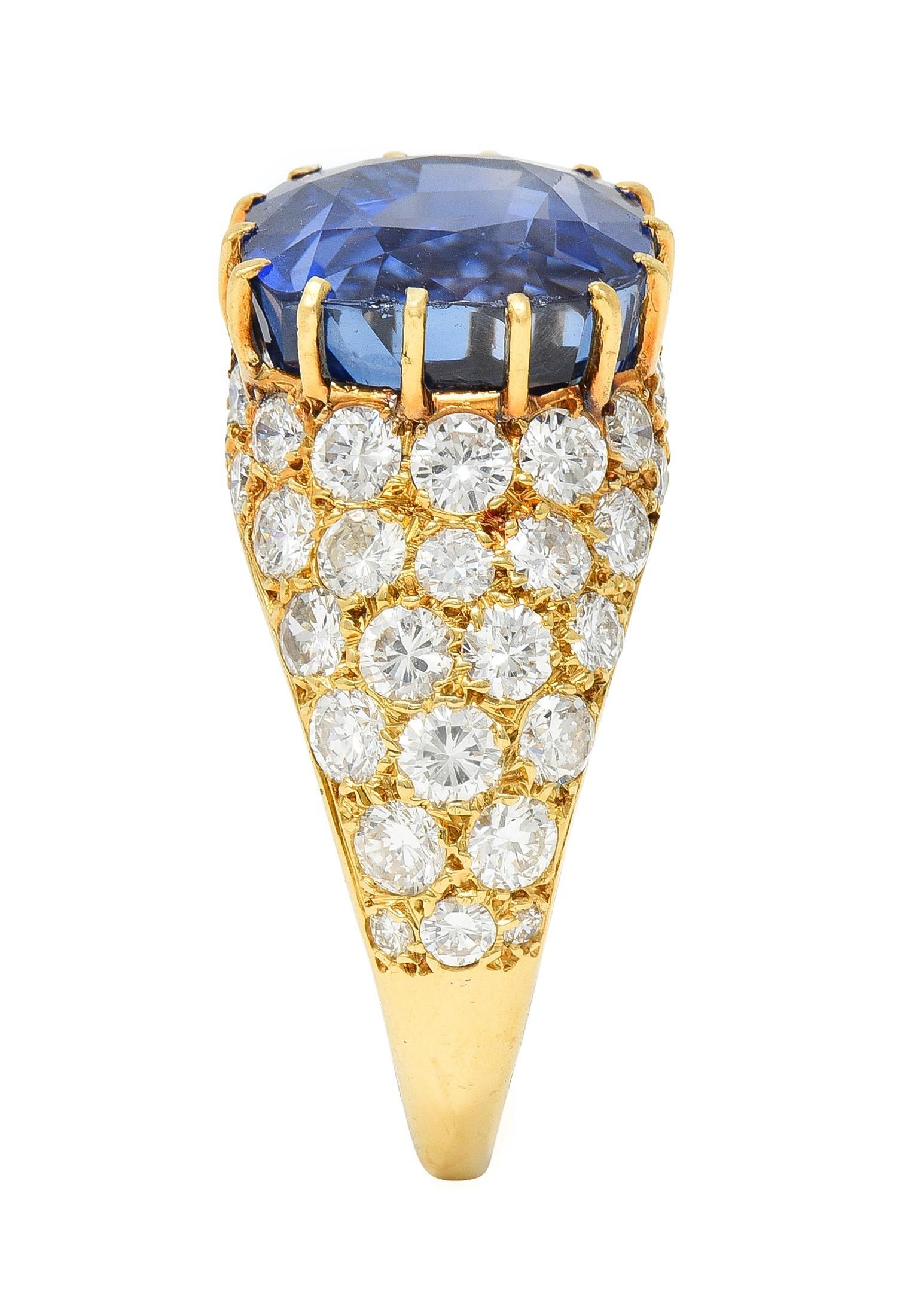 Van Cleef & Arpels French No Heat Ceylon Sapphire Diamond 18 Karat Ring AGL For Sale 7
