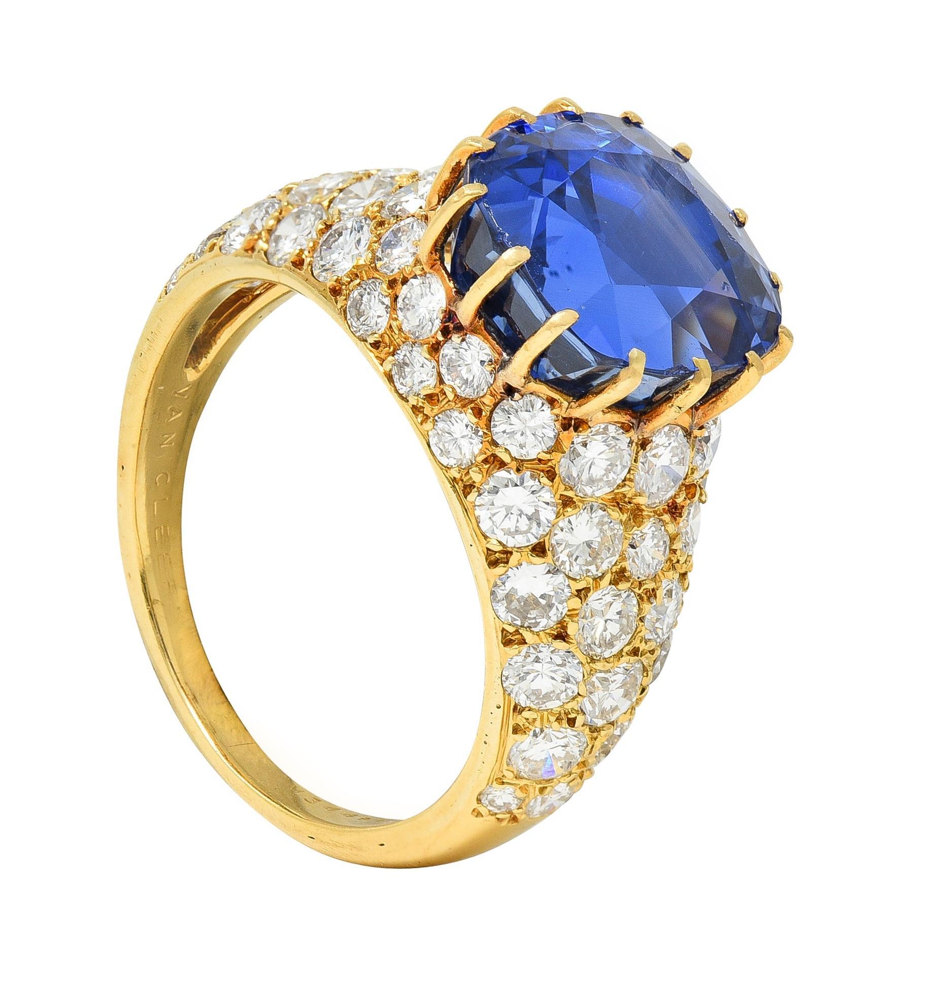 Van Cleef & Arpels French No Heat Ceylon Sapphire Diamond 18 Karat Ring AGL For Sale 8