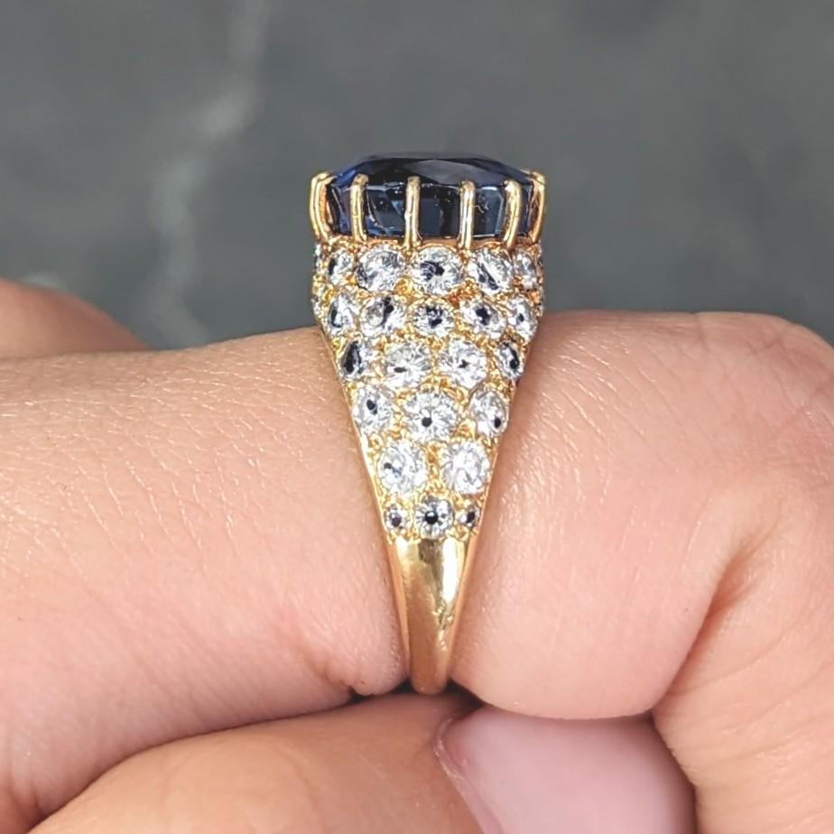 Van Cleef & Arpels French No Heat Ceylon Sapphire Diamond 18 Karat Ring AGL For Sale 10