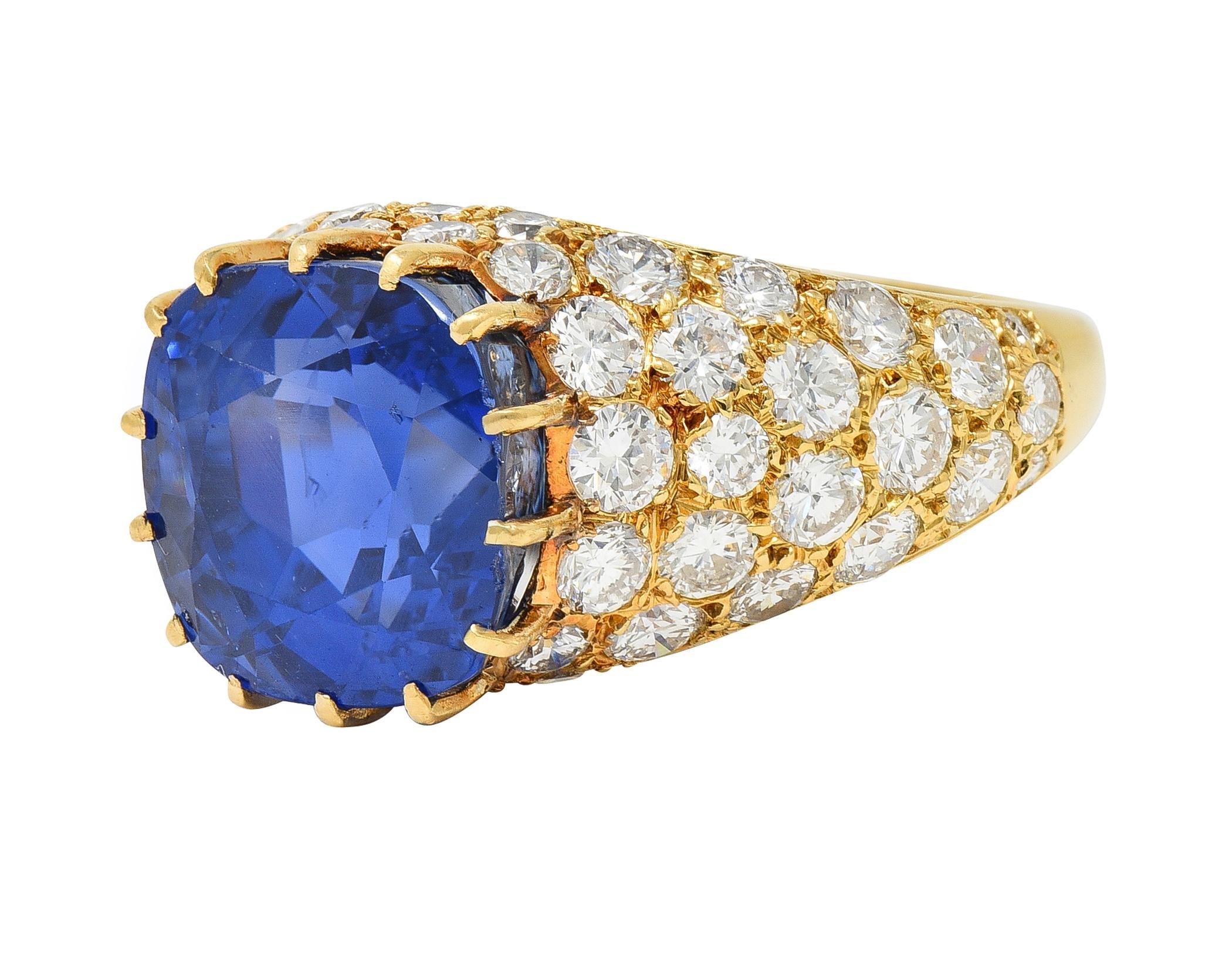 Van Cleef & Arpels French No Heat Ceylon Sapphire Diamond 18 Karat Ring AGL For Sale 2
