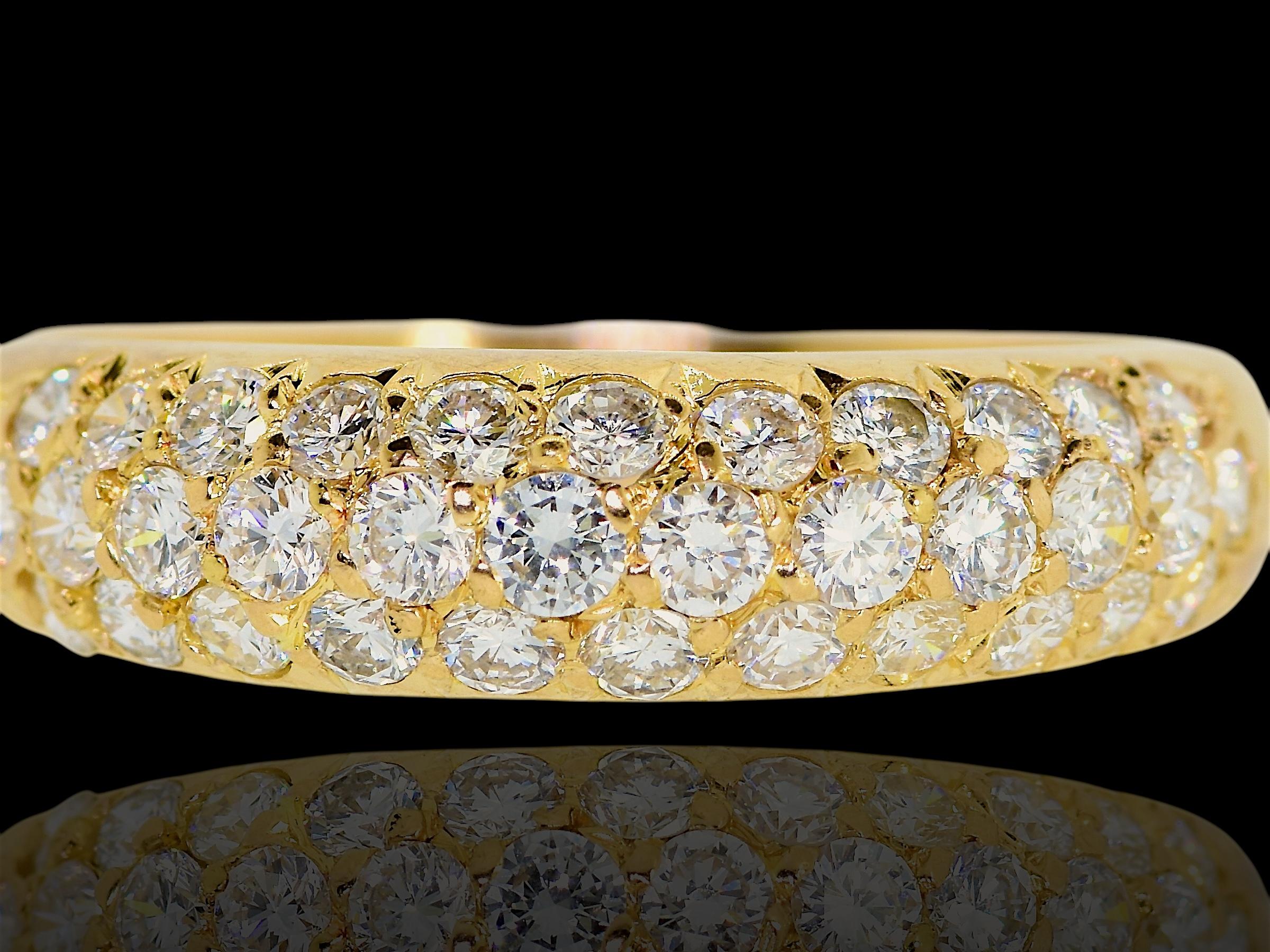 Brilliant Cut Van Cleef & Arpels, French, Pave Diamond and 18K Yellow Gold Half Band For Sale