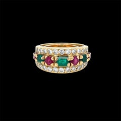 Van Cleef & Arpels French Ruby Emerald & Diamond Cocktail Ring