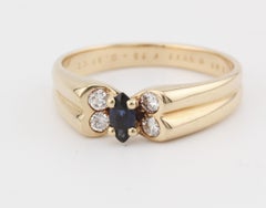 Van Cleef & Arpels French Sapphire Diamond 18K Yellow Gold Butterfly Ring Size 5