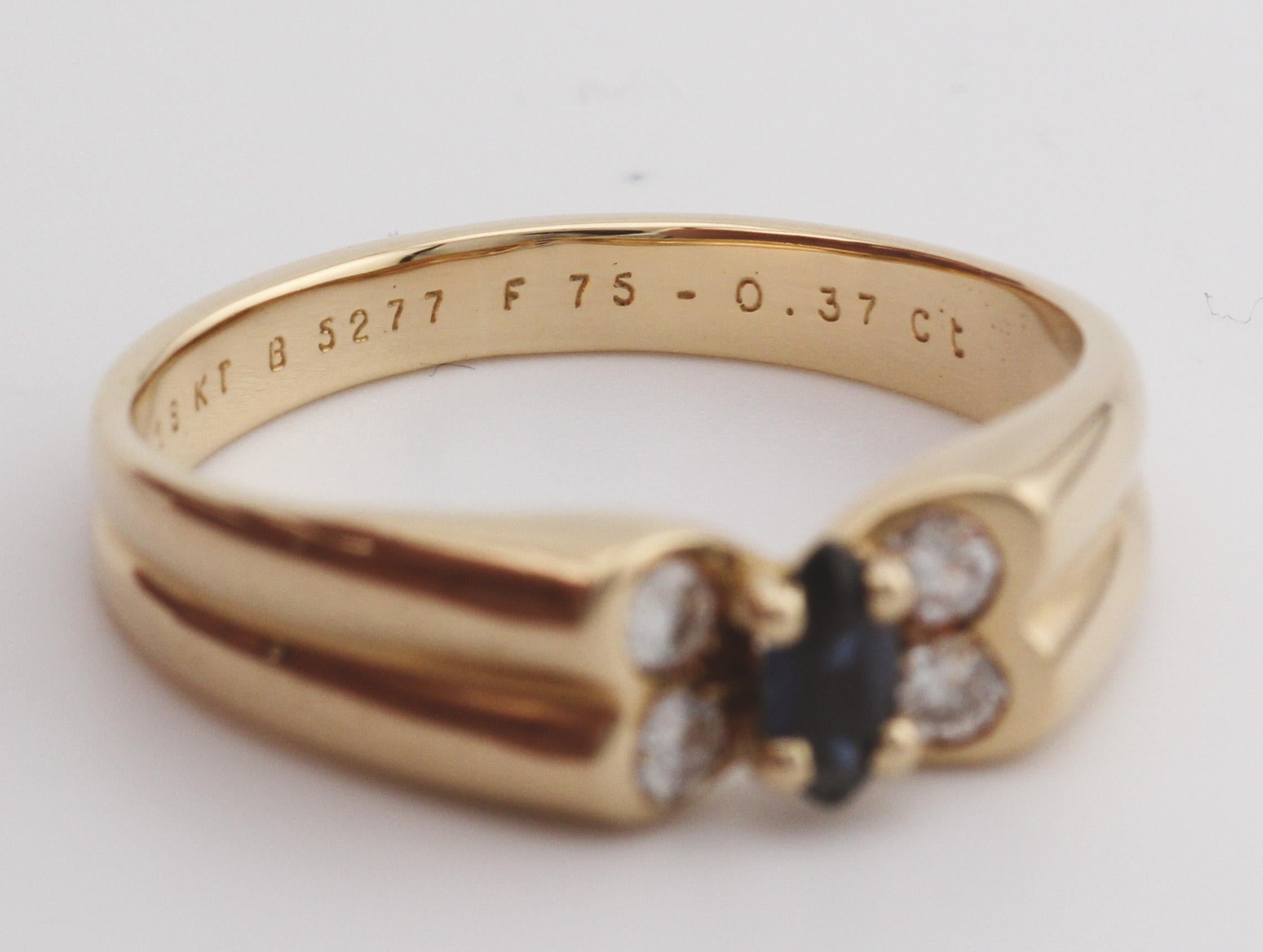 Van Cleef & Arpels Französischer Saphir Diamant 18K Gelbgold Schmetterlingsring Größe 5 im Zustand „Gut“ im Angebot in Bellmore, NY