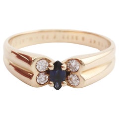 Retro Van Cleef & Arpels French Sapphire Diamond 18K Yellow Gold Butterfly Ring Size 5