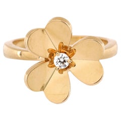 Van Cleef & Arpels Frivole 1 Flower Ring 18k Yellow Gold with Diamond Small