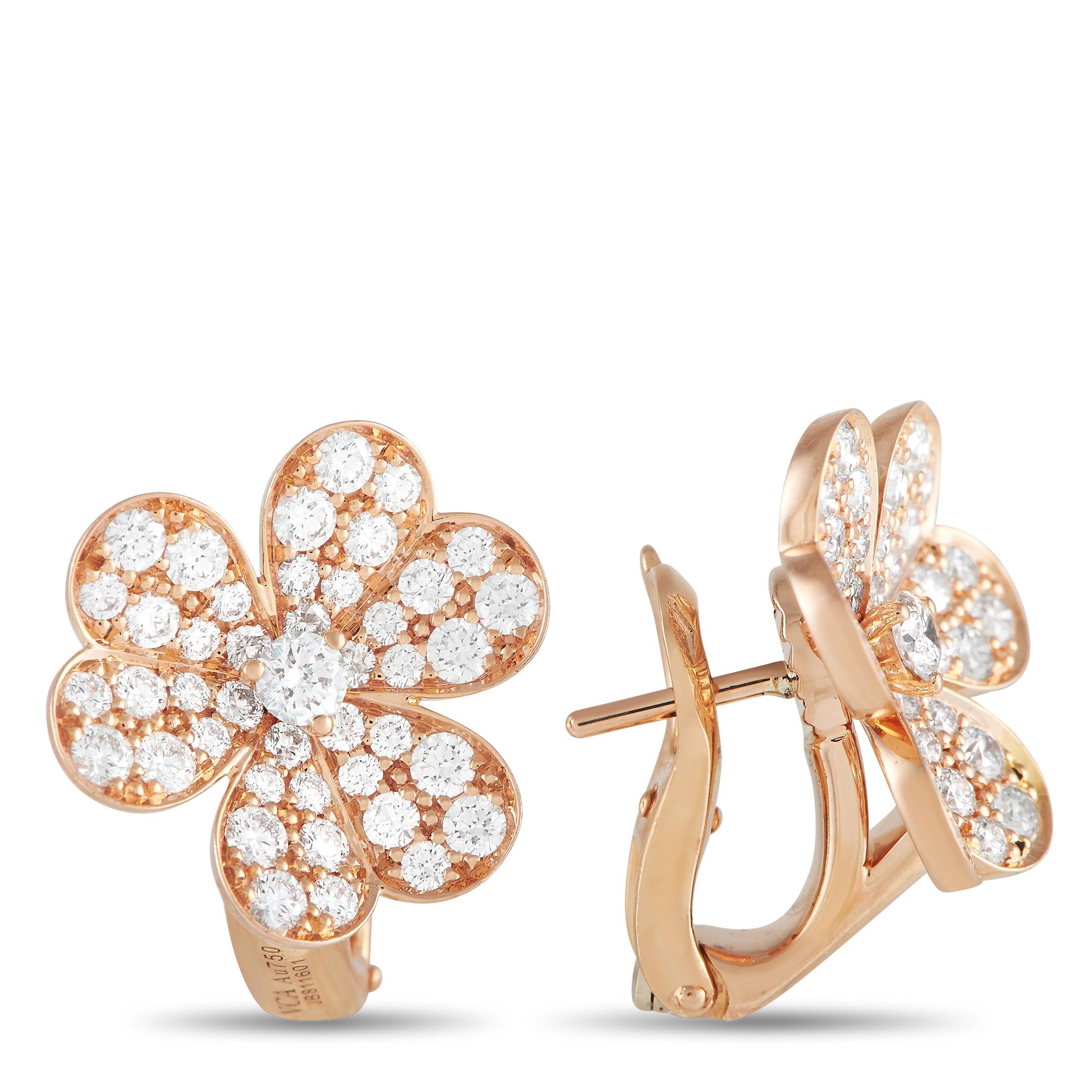 Van Cleef & Arpels Frivole: 18 Karat Roségold Ohrringe mit 1,65 Karat Diamanten, Modell (Rundschliff)