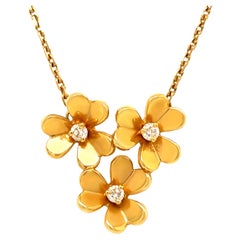 Van Cleef & Arpels Frivole 3-Flower Diamond Pendant Necklace 0.16ct 6.2g