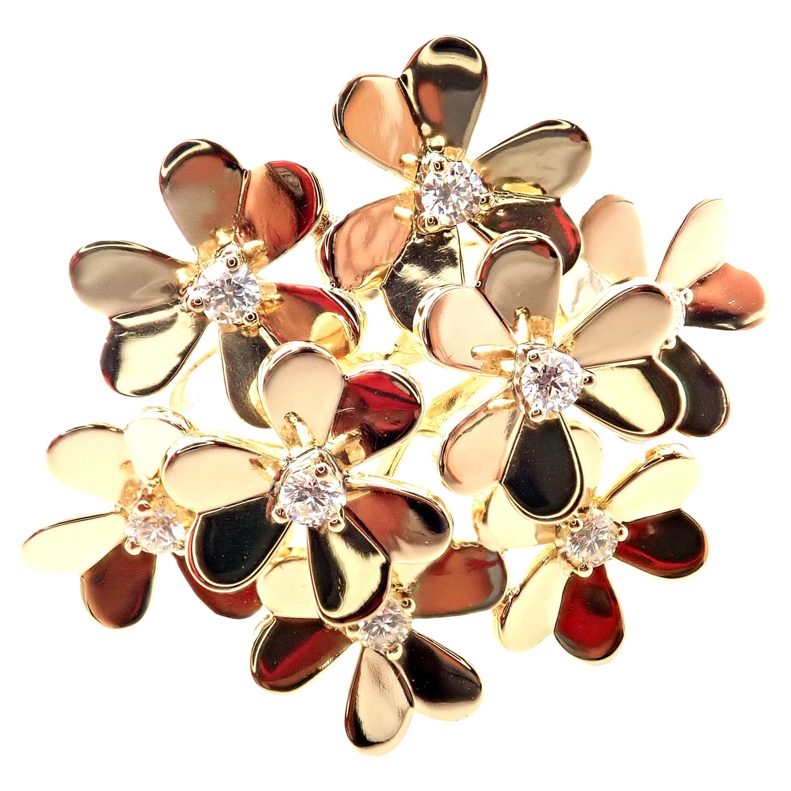 Van Cleef & Arpels Frivole 8 Flower Diamond Yellow Gold Ring