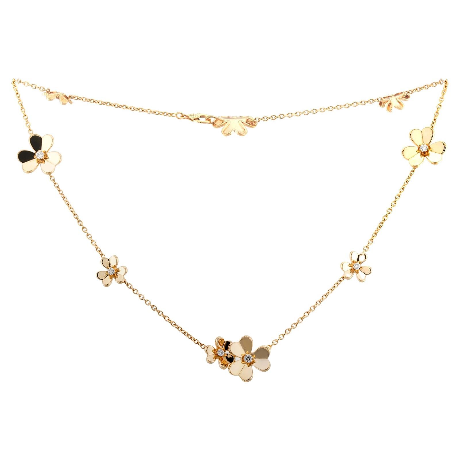 Halskette aus Gelbgold mit VAN CLEEF & ARPELS Frivole 9 Blume und Diamant Damen