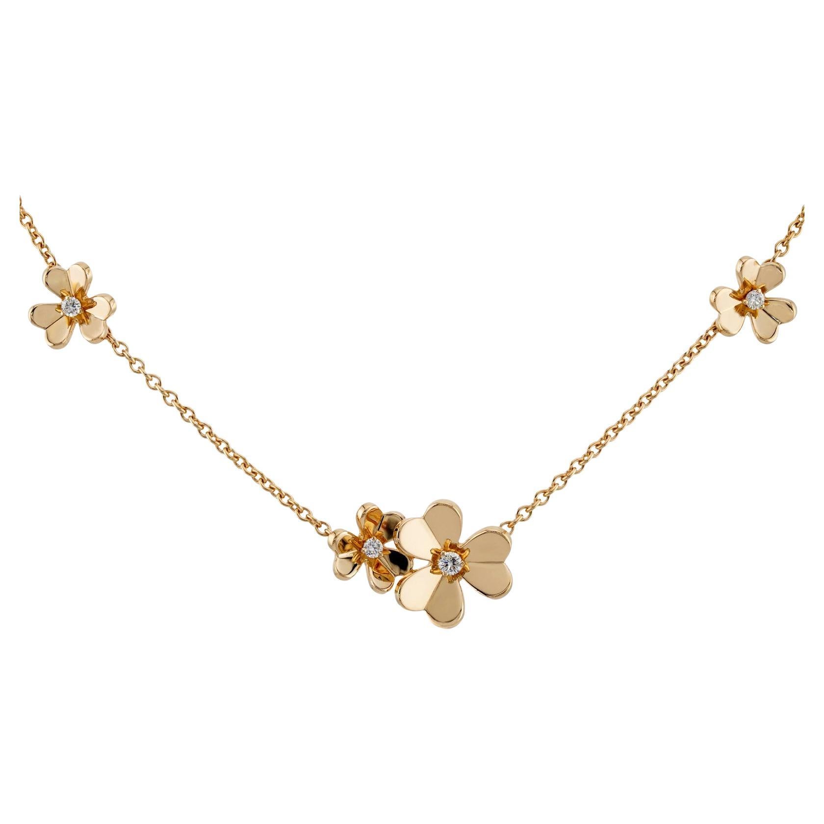 Halskette aus Gelbgold mit VAN CLEEF & ARPELS Frivole 9 Blume und Diamant