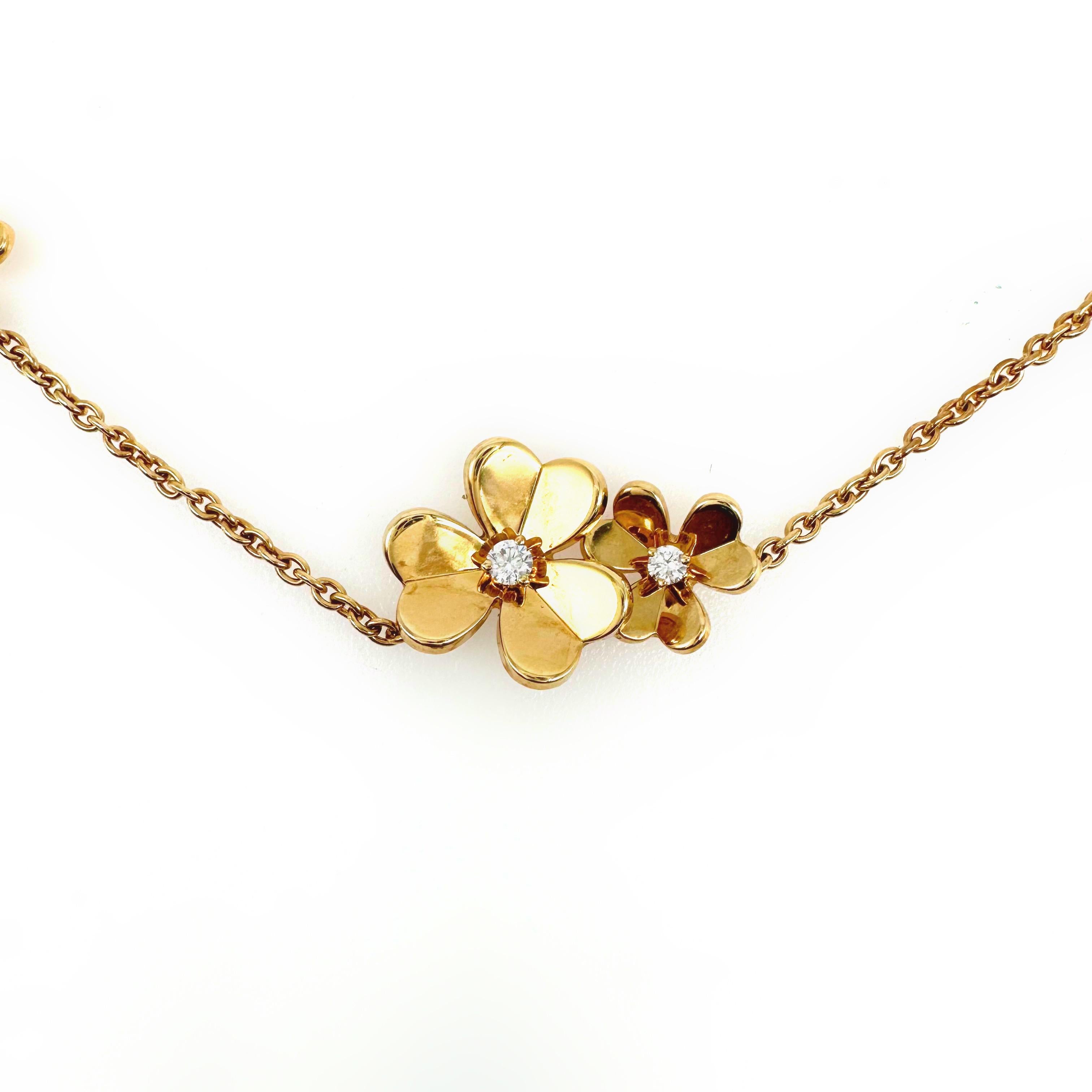 Van Cleef & Arpels Frivole 9 Flowers Diamond Necklace 18 Karat YG Box Papers COA 2